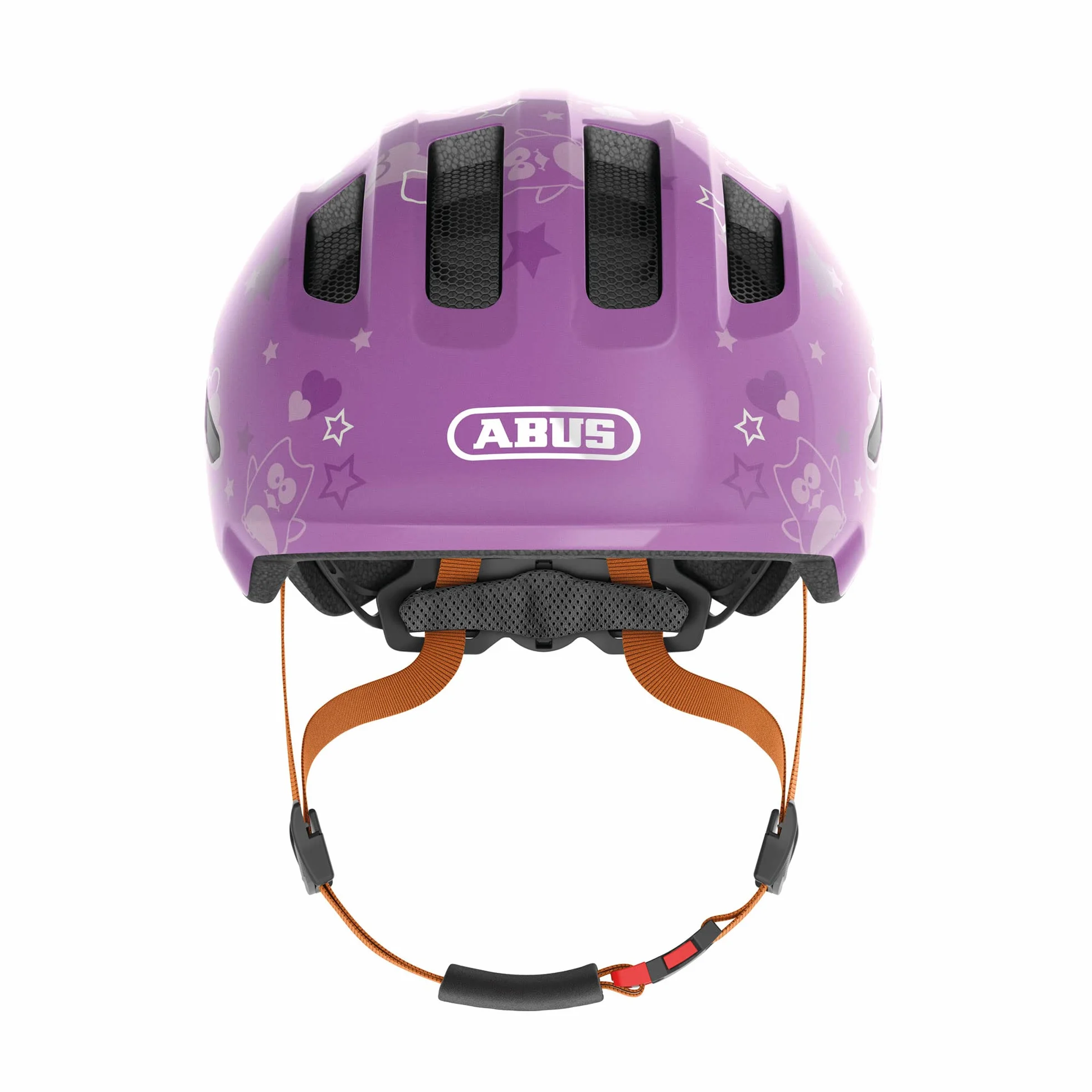 ABUS Kask dzieci?cy Smiley 3.0 – kask rowerowy o g??bokim dopasowaniu, wzornictwo odpowiednie dla dzieci i miejsce na warkocz – dla dziewcz?t i ch?opców – fioletowy ze wzorem sowy, rozmiar S