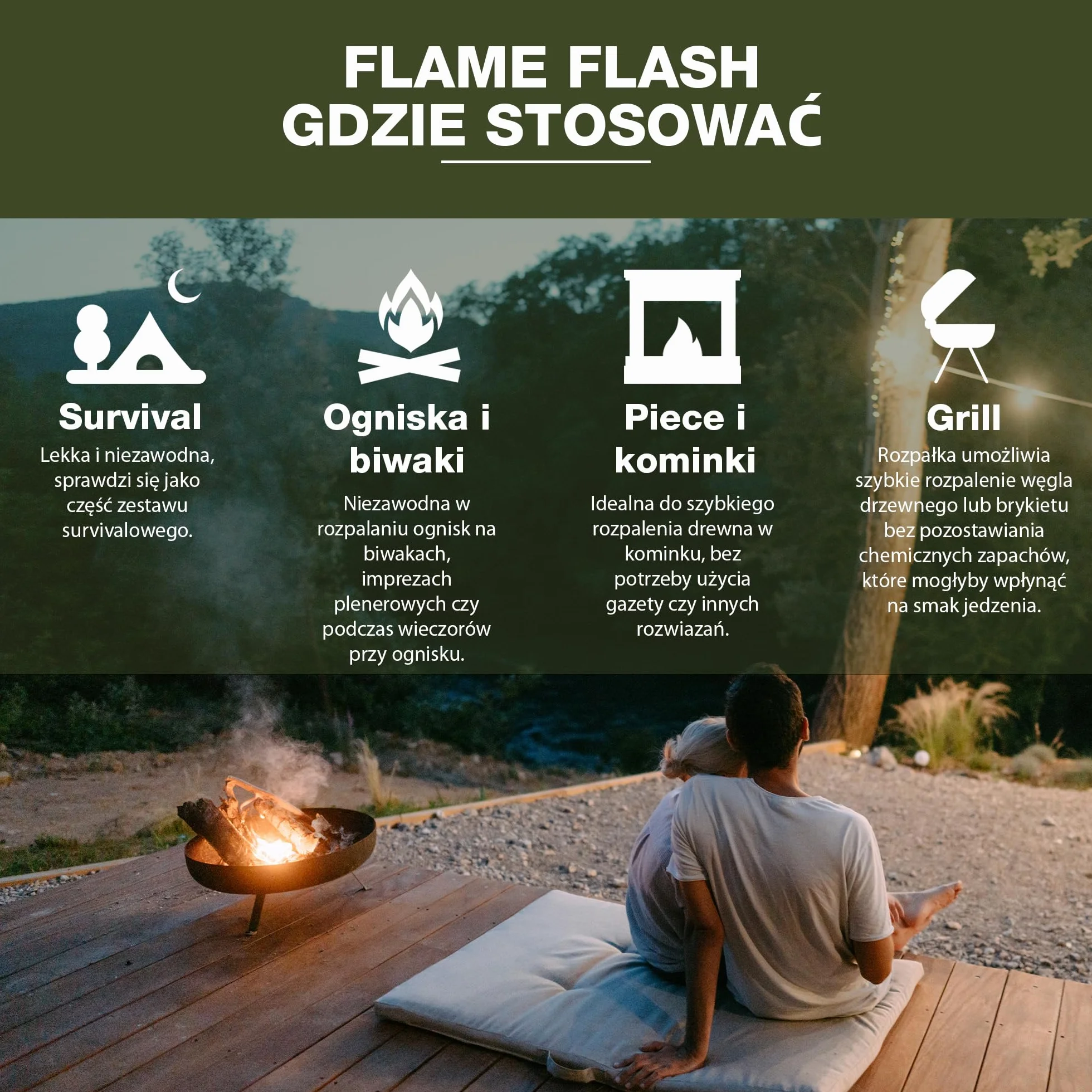 SWISSINNO Naturalne podpałki Flame Flash | Ekologiczne rozpałki do kominków, grilli i ognisk | 500 g