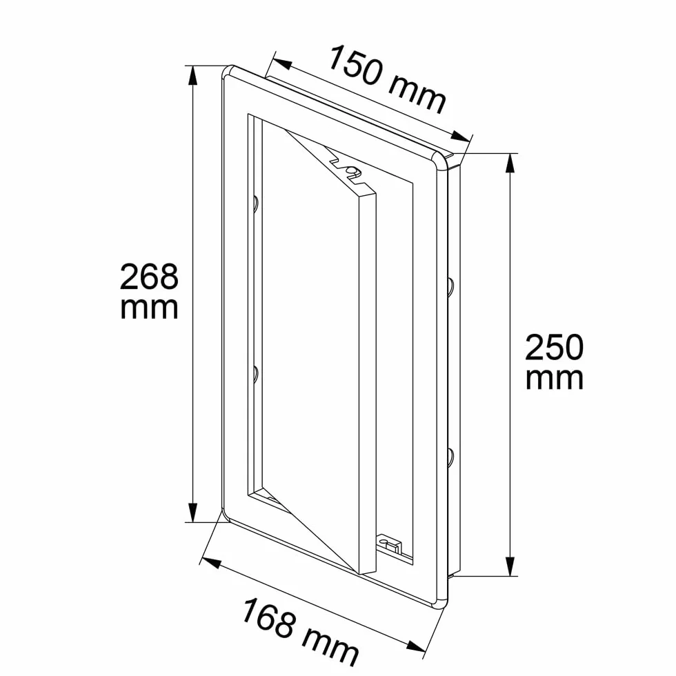 Awenta Drzwi z tworzywa sztucznego 150 x 250 mm – biała pokrywa klapy otwierającej – zamek do drzwi skrzynkowych – zasuwa – ukryty zawias – zdejmowane drzwi – gładka powierzchnia do lakierowania