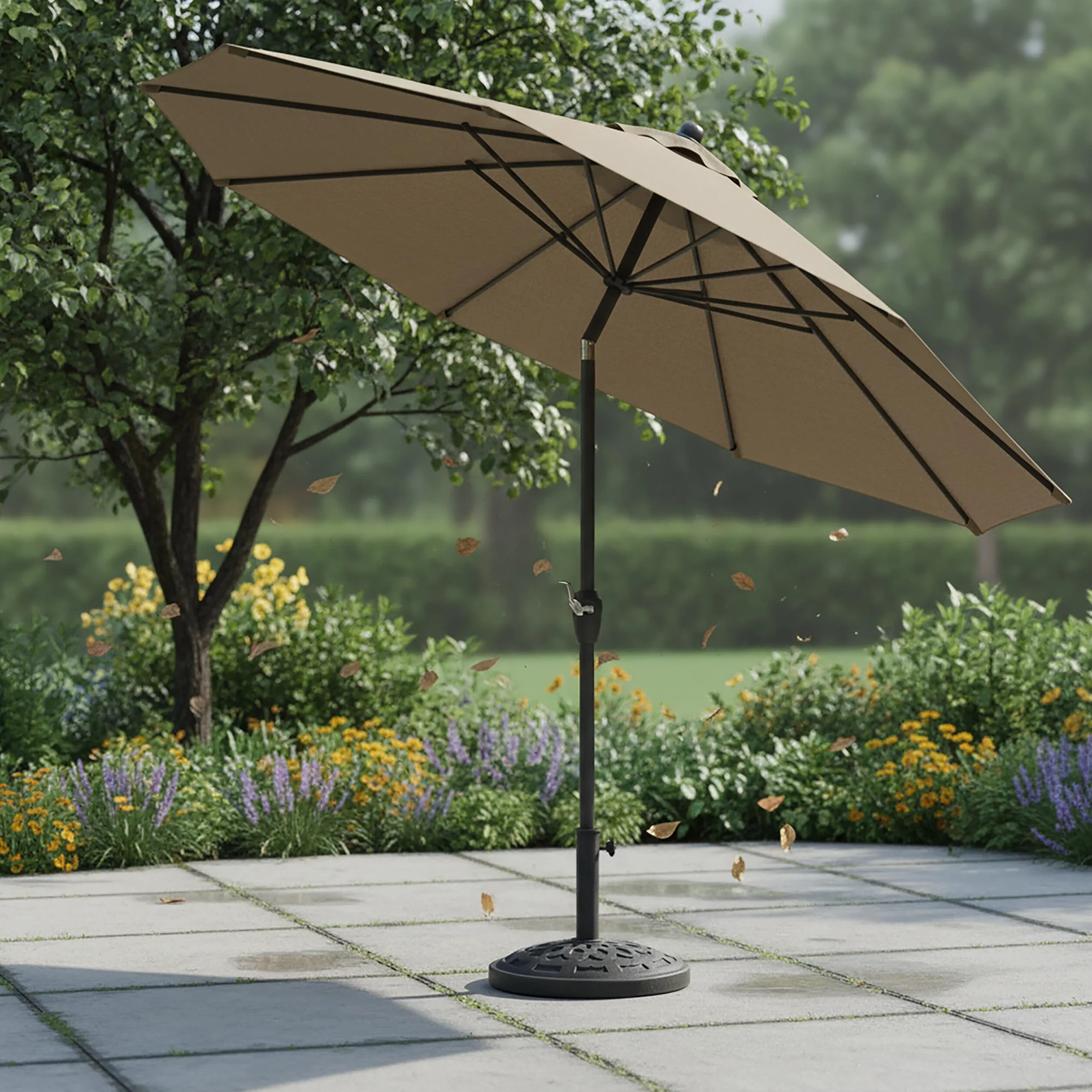 Relaxdays Stojak na parasole przeciwsłoneczne, do drążków parasoli 34-48 mm, Ø 49 cm, vintage, stojak na parasol, czarny/zielony