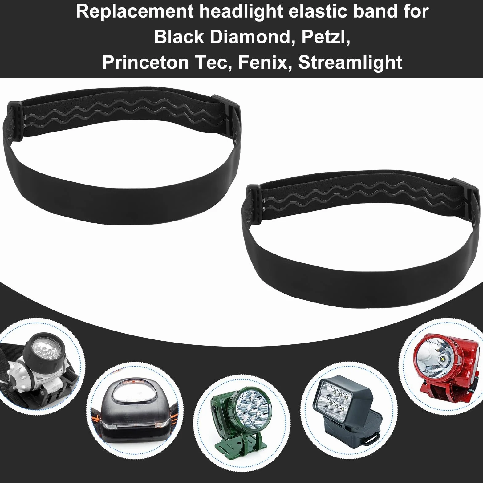 Pelican Streamlight opaska na czoło, czarna, regulowana, 2 sztuki, zamiennik do większości Black Diamond Petzl Princeton Tec Fenix? Pelican Streamlight