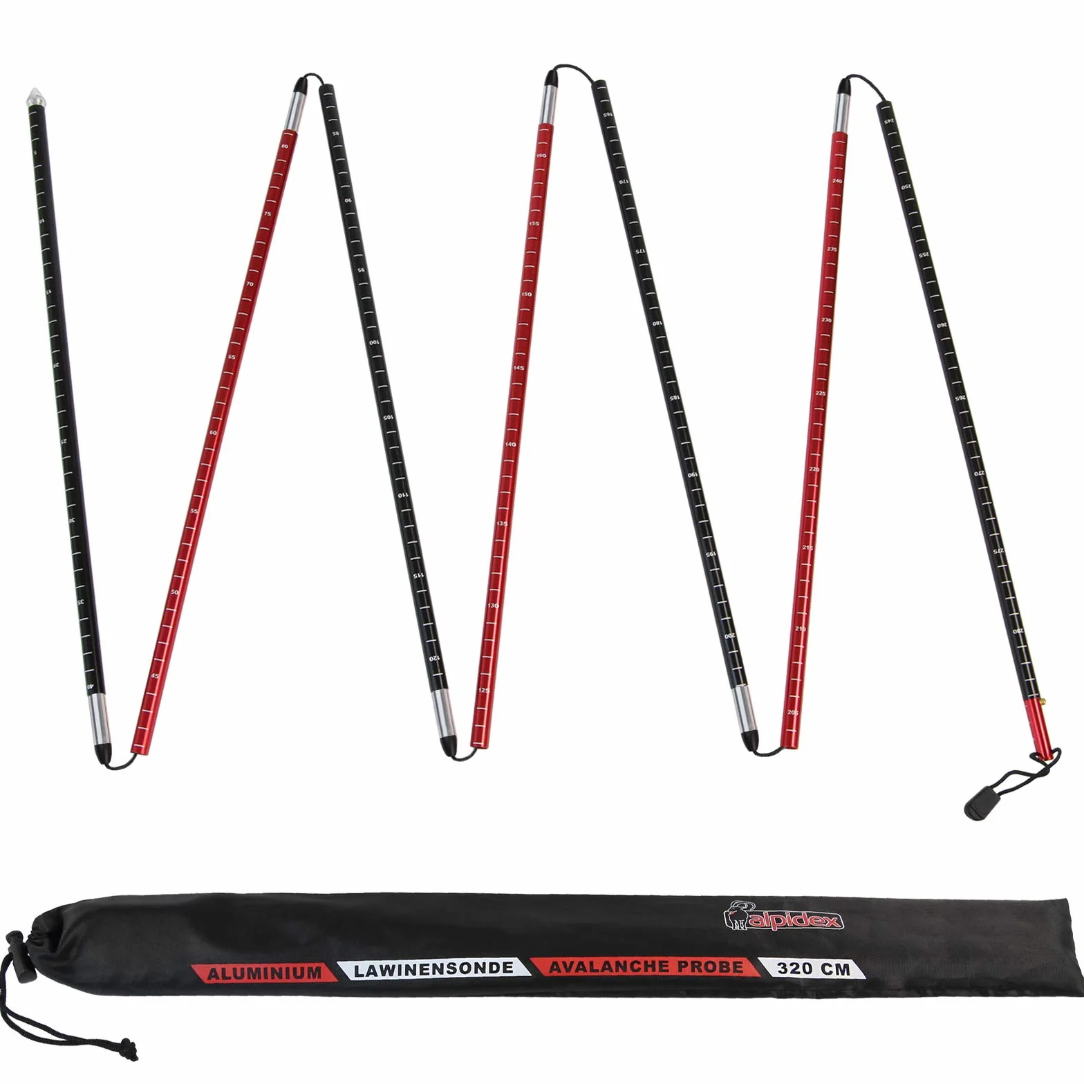 ALPIDEX Sonda lawinowa sonda śnieżna aluminiowa 260 cm lub 320 cm