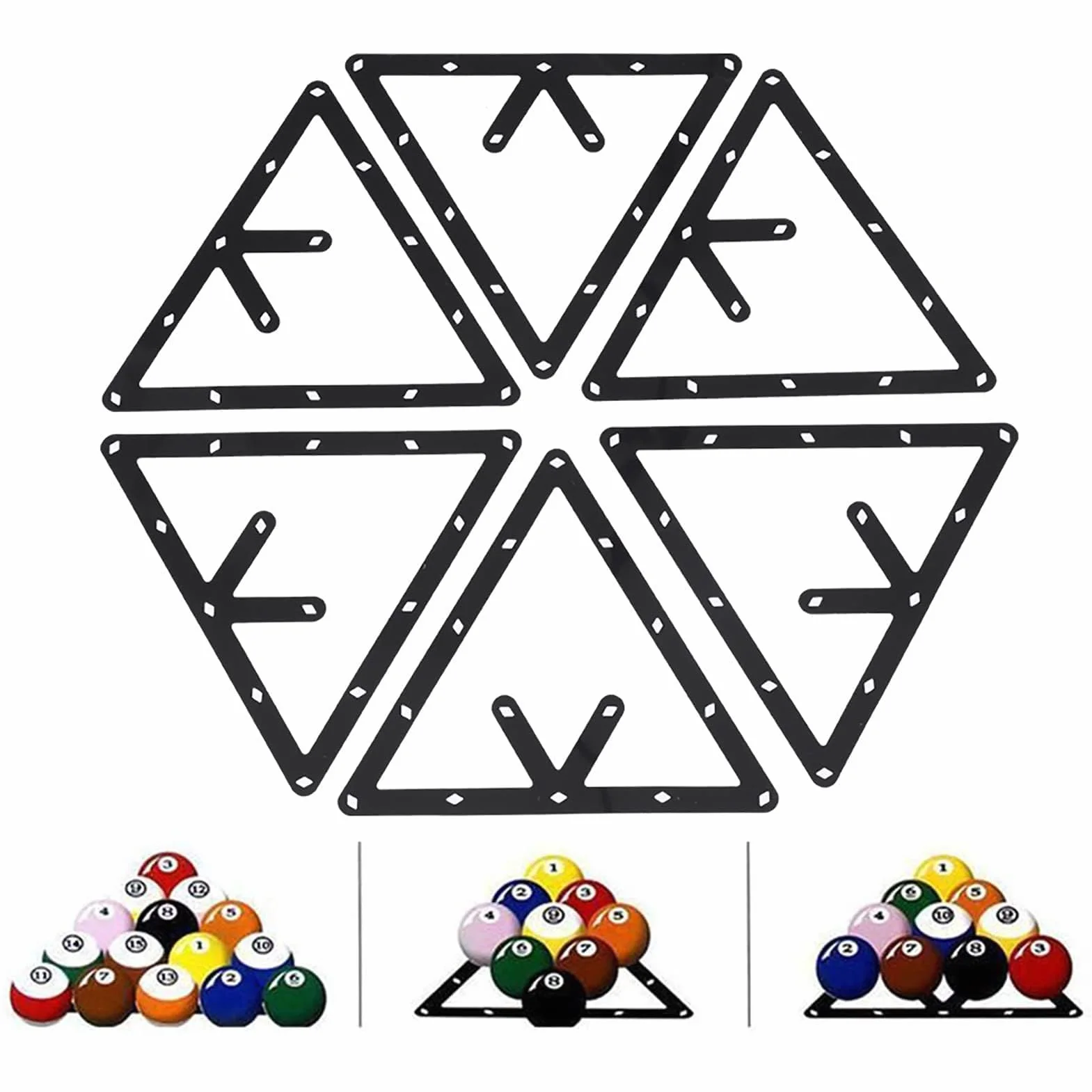 Arkusz do stojaka bilardowego, trójkątny uchwyt na kulkę, pozycjonowanie 24 x 24 cm, oszczędność miejsca, magiczny snooker, płaski szablon do kija basenowego, akcesoria