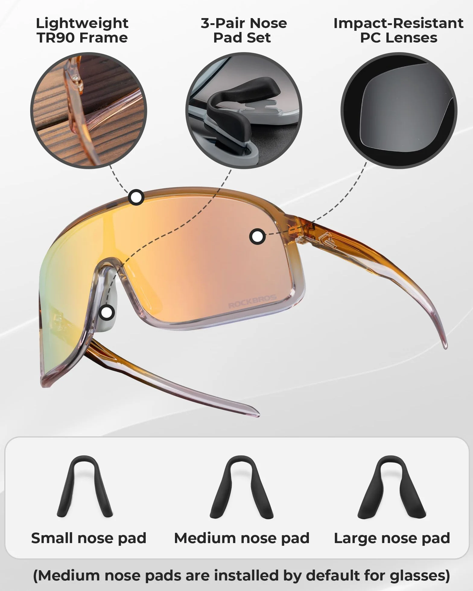 ROCKBROS Okulary rowerowe fotochromowe UV400 TR90 sportowe