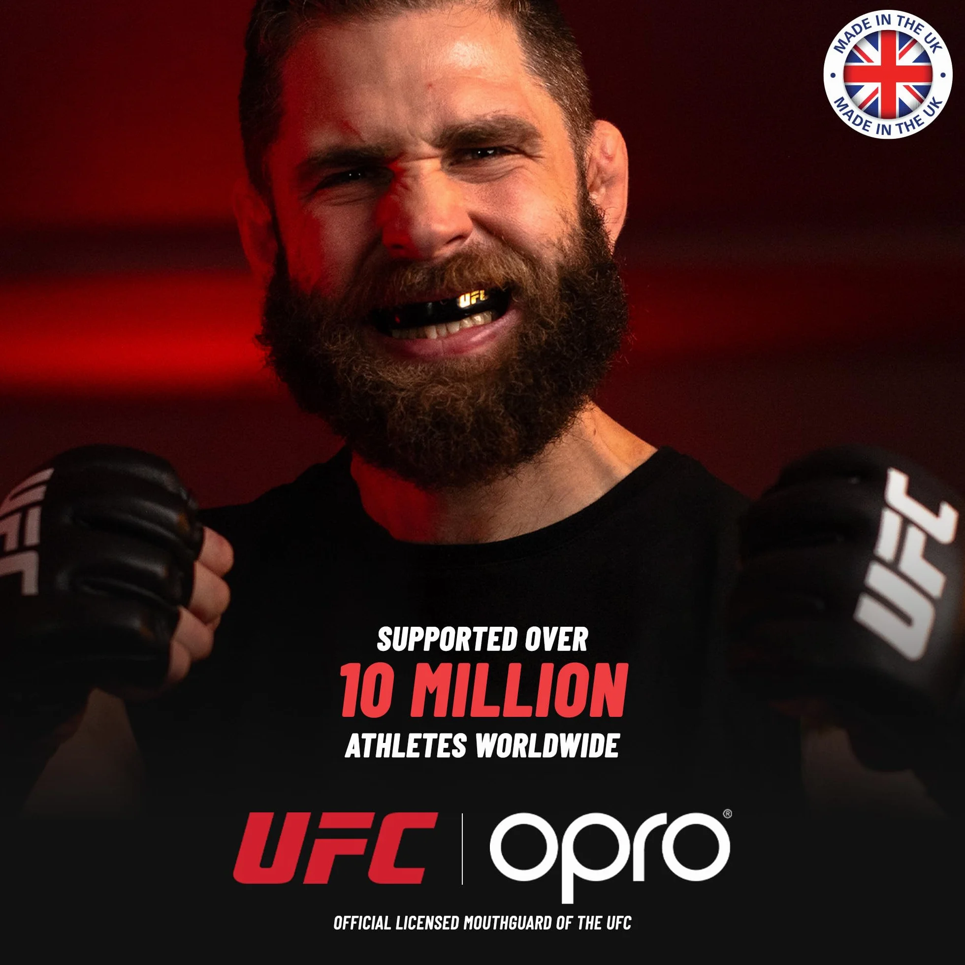 OPRO Brązowa osłona na zęby dla dorosłych i młodzieży z etui i urządzeniem do montażu, osłona dziąseł do hokeja, lacrosse, rugby, MMA, boksu i innych sportów kontaktowych i walki (czarna, dla dorosłych)
