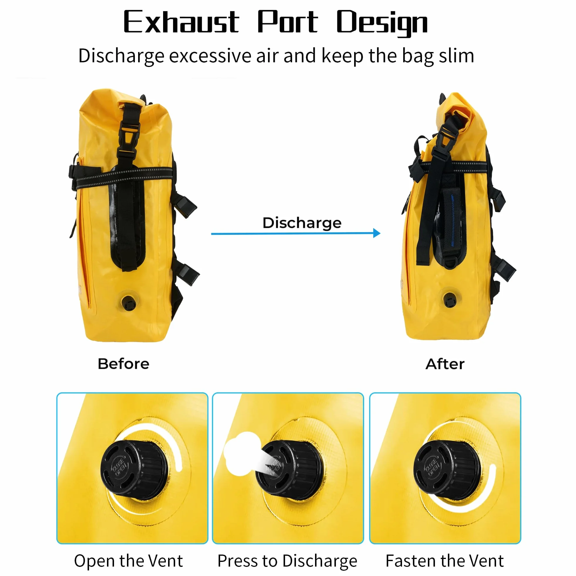 Plecak wodoodporny na kółkach 35L Dry bag żółty