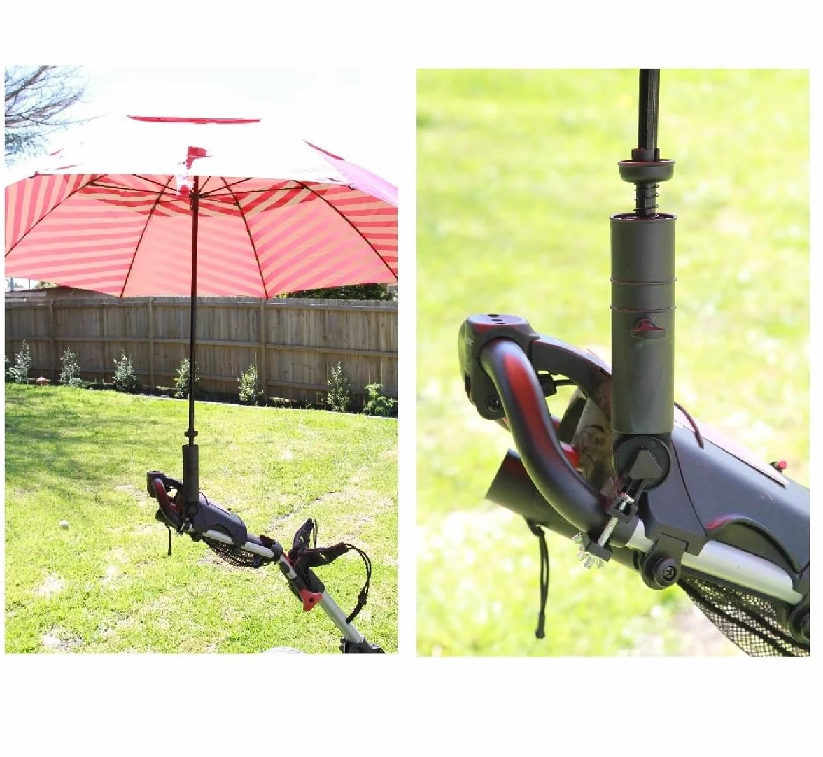 Wózek Golfowy Uchwyt Na Parasol, Uniwersalny Uchwyt Na Parasol Golfowy Z Regulowaną Podstawą I Kątem Golf Push Cart Stojak Na Parasole Stabilny Solidny Uchwyt Do Mobilności Skuter Wózek Inwalidzki Krz
