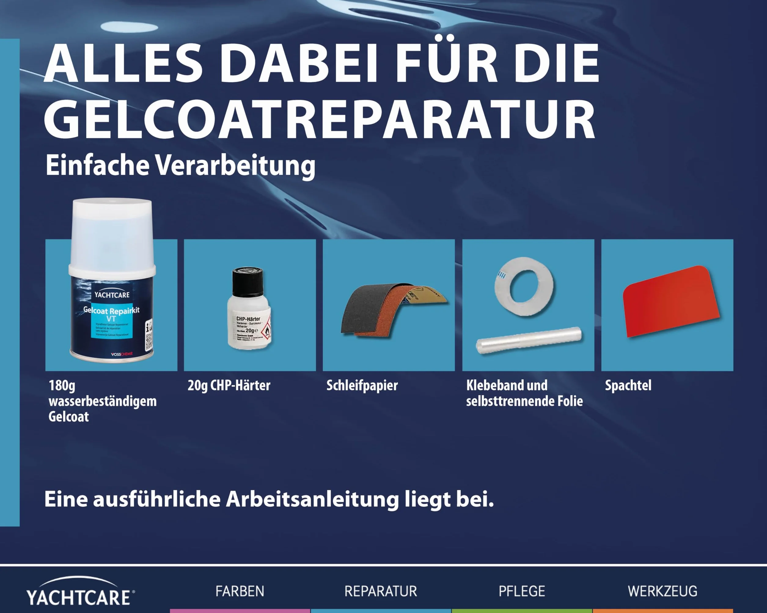 Yachtcare Gelcoat Repair Kit 200 g – do niezawodnej naprawy uszkodzeń żelowych