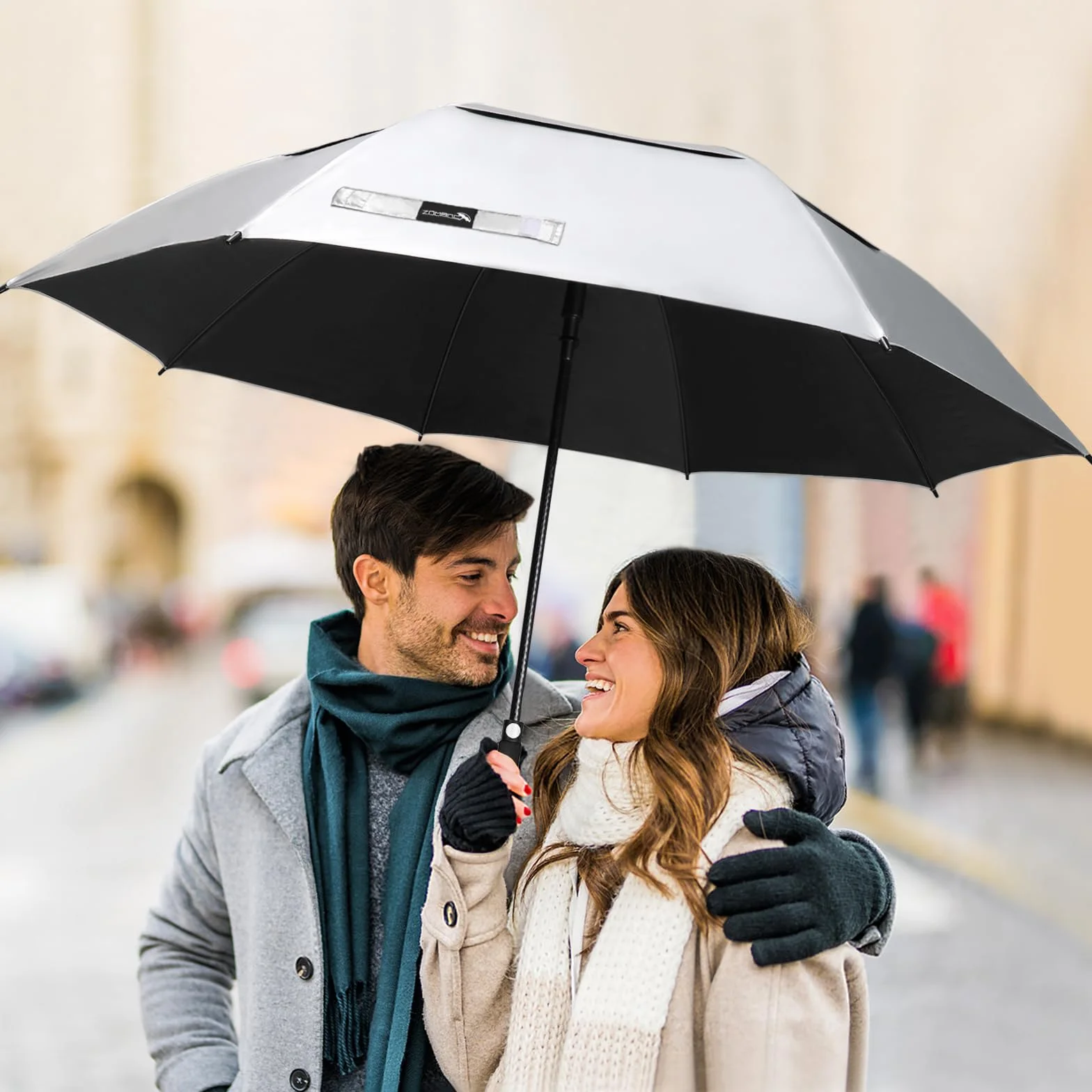 ZOMAKE Parasol golfowy UV 68 cali Upf 50+ Wiatroodporny Samootwierający Wentylowany Czarny