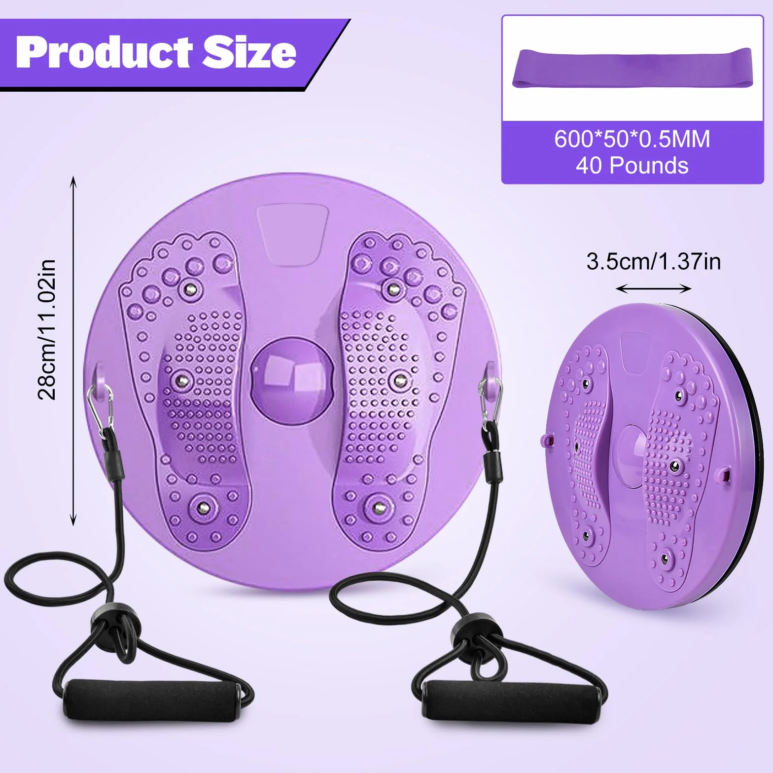 flintronic Deska do skręcania talii, kręcąca talię, regulowana tarcza do trenera talii z uchwytami, gramofon fitness do treningu w domu z paskami oporowymi