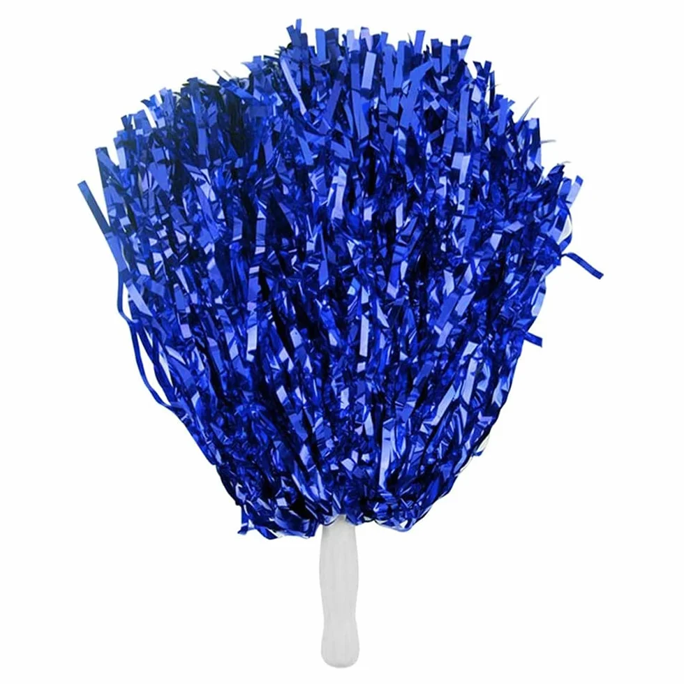 ICECHEN 24 szt. pompony cheerleaderek metaliczne foliowe pompony cheerleaderki z plastikowym uchwytem dla dorosłych dzieci cheerleaderki impreza niebieskie