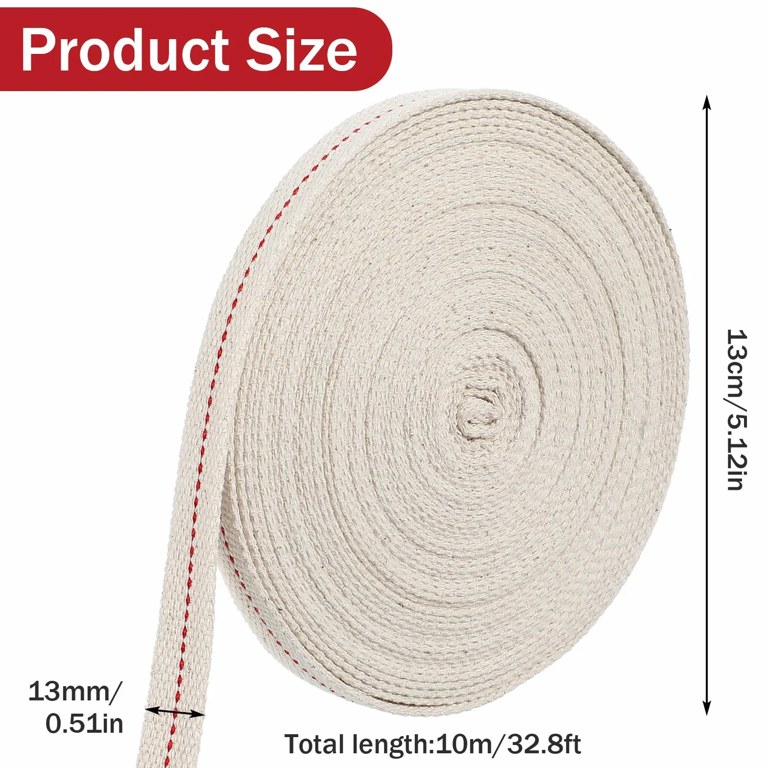 Knot do lamp olejowych bawełniany 10 m x 13 mm zapasowy do lamp naftowych pochodni ogrodowych