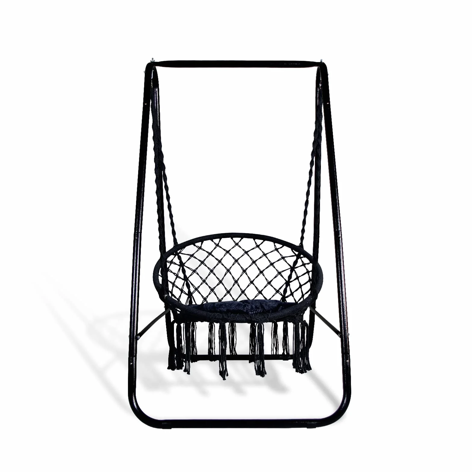 CCLIFE Wiszący fotel z poduszką Wiszący fotel huśtawka max.100kg Wiszący fotel ogrodowy,kolor: Czarny