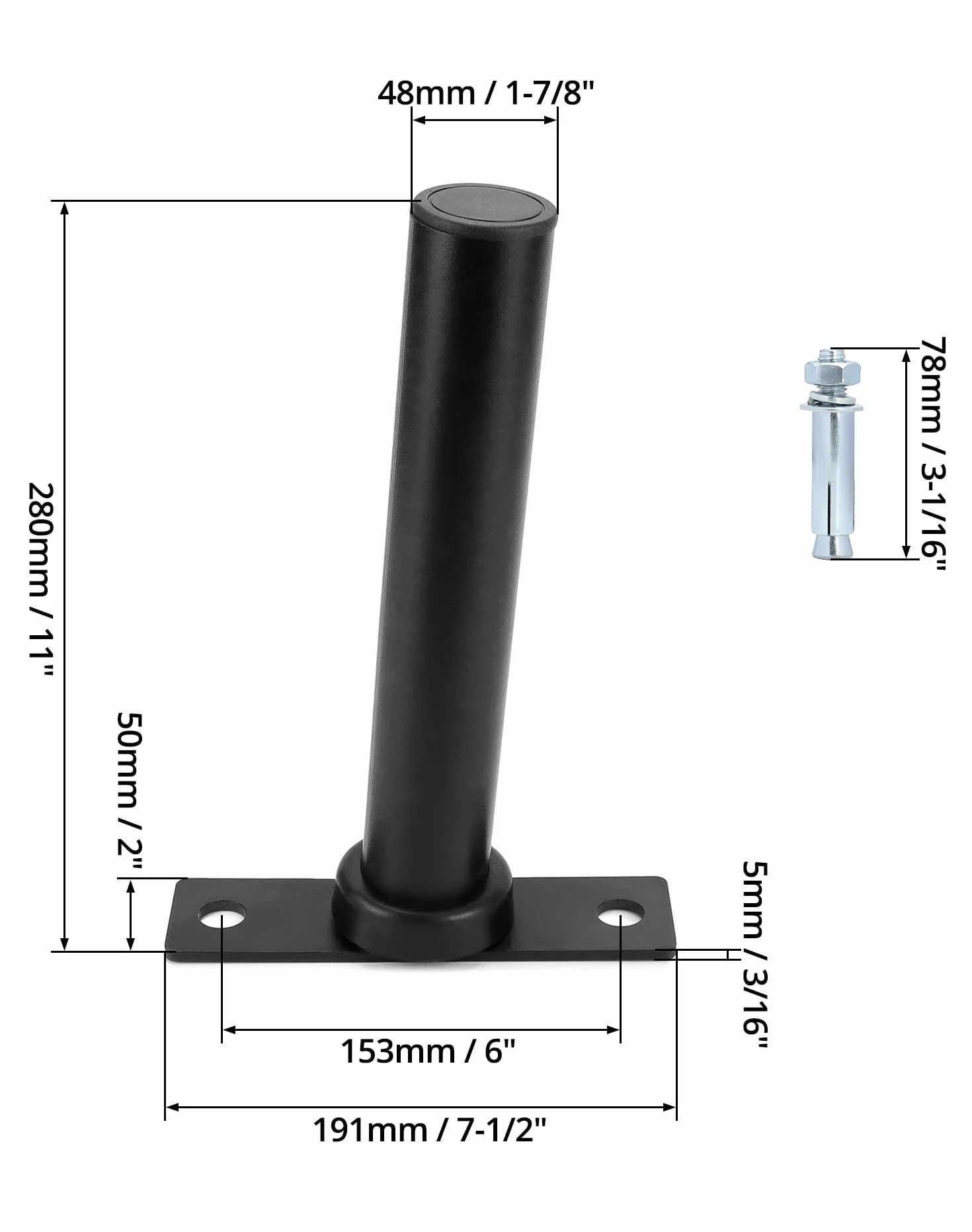 QWORK® naścienny uchwyt talerzowy 28 cm x Ø 4,8 cm, wytrzymała konstrukcja stalowa Olympic uchwyt na talerze z bolcami mocującymi, maks. 220 kg