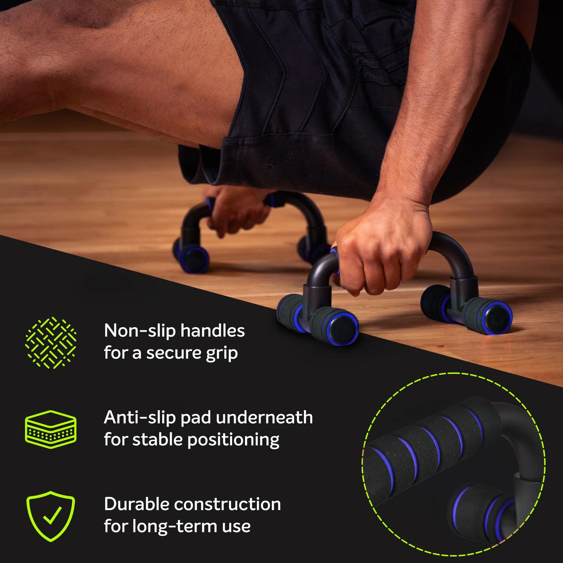Fizyo 2 Uchwyty do Pompek do Treningu Całego Ciała, Antypoślizgowe Uchwyty z Pianki, Push Up Bar, Domowy Fitness, Chroniące Stawy Nadgarstki, Do Treningu Mięśni i Siłowego, Zestaw 2 sztuk