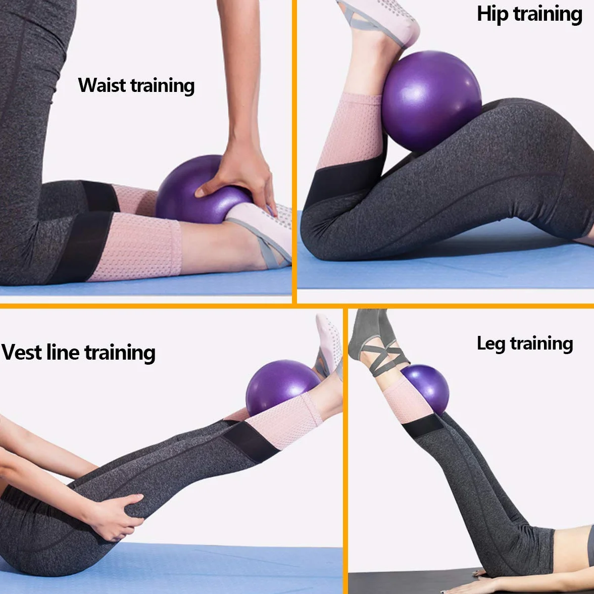 Piłka do pilatesu, 2 szt. 25 cm mała piłka do ćwiczeń, mini miękka piłka do pilatesu antypoślizgowa antypoślizgowa piłka do ćwiczeń fitness idealna do pilatesu, jogi, treningu podstawowego i fizykoterapii (fioletowa i różowa)