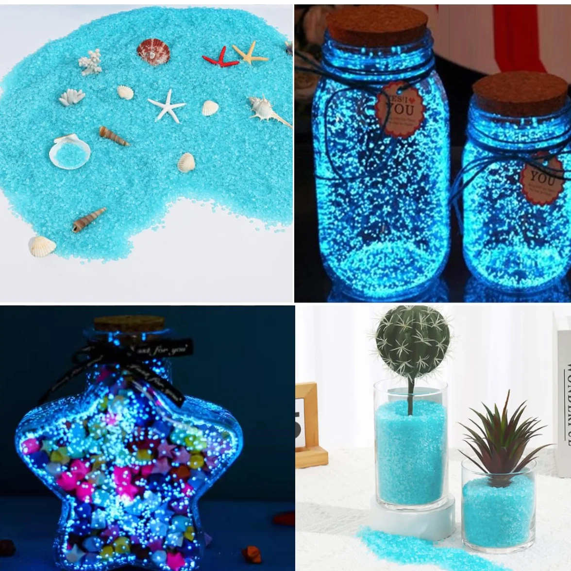 6000 sztuk piasku Świecący Mały Żwir Niebieski Świecący Piasek Nocne Świecenie Fluorescencyjne Kamienie Żwirowe dla Akwarium Ogrodnictwo Kamienie Dekoracyjne Aquascape 3-5 mm/150g