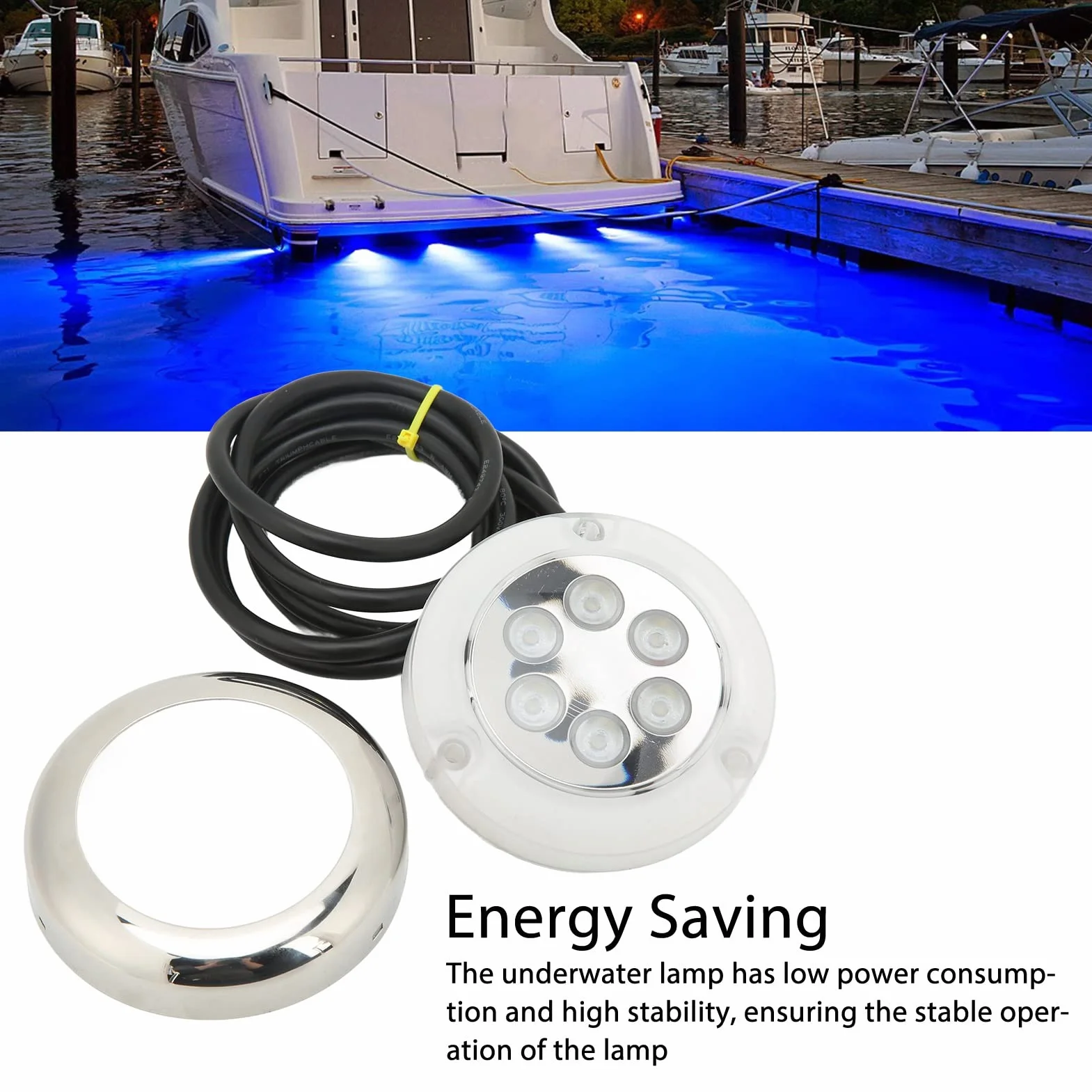 LED Podwodne światła łodzi, 3.5in IP68 wodoodporny LED podwodne światło, montaż powierzchniowy, 12V-24VDC, podwodne światło pawęż dla łodzi Jachty Rejsy Statki Żaglówki Ponton pawę