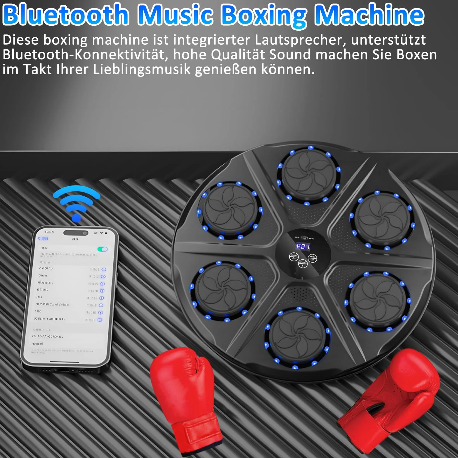 Music Boxing Machine Smart Muzyczna maszyna bokserska na ścianę Bluetooth 9 funkcji 18 prędkości