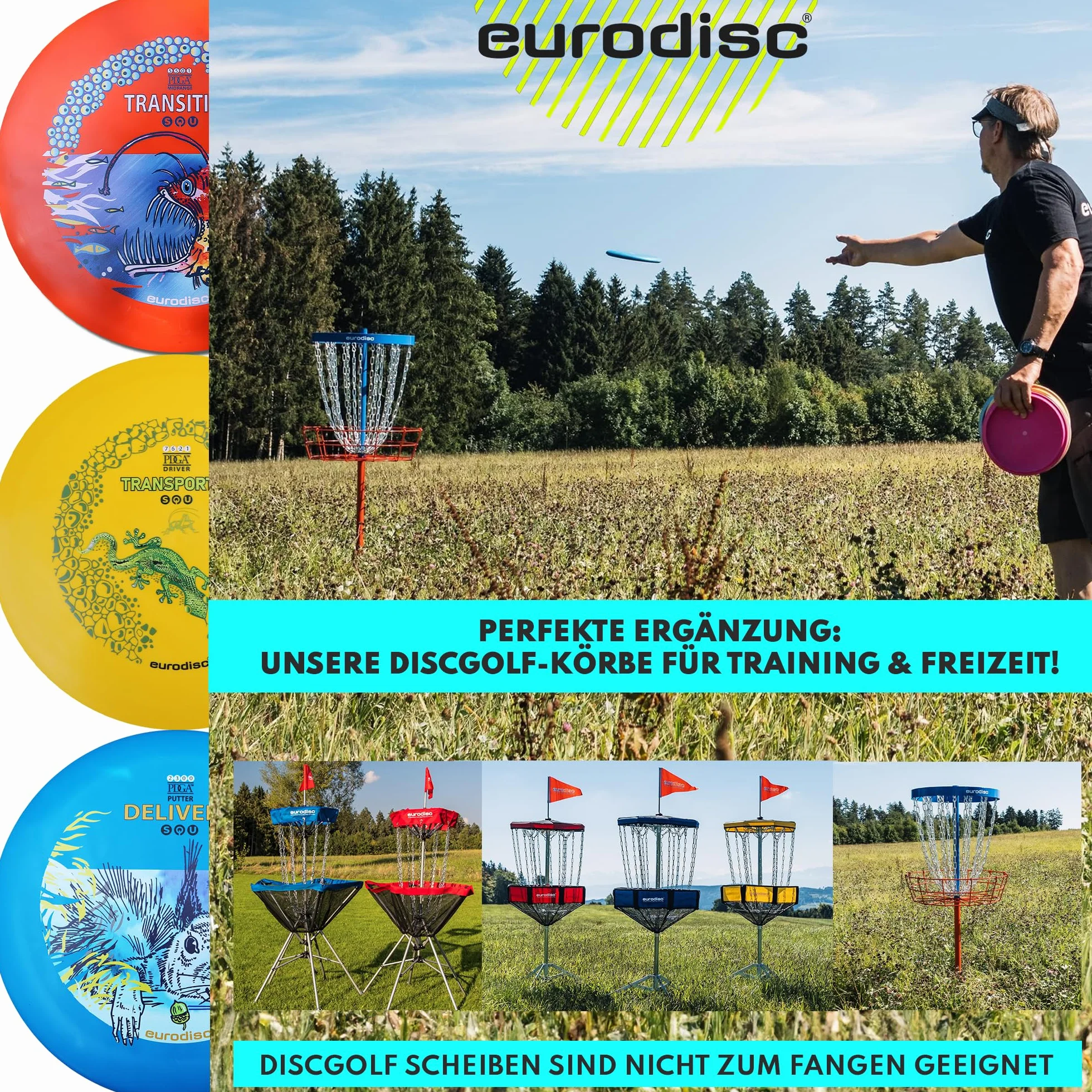 Eurodisc Disc-Golf zestaw startowy dla początkujących, Aproved, Putter Midrange Driver Disc