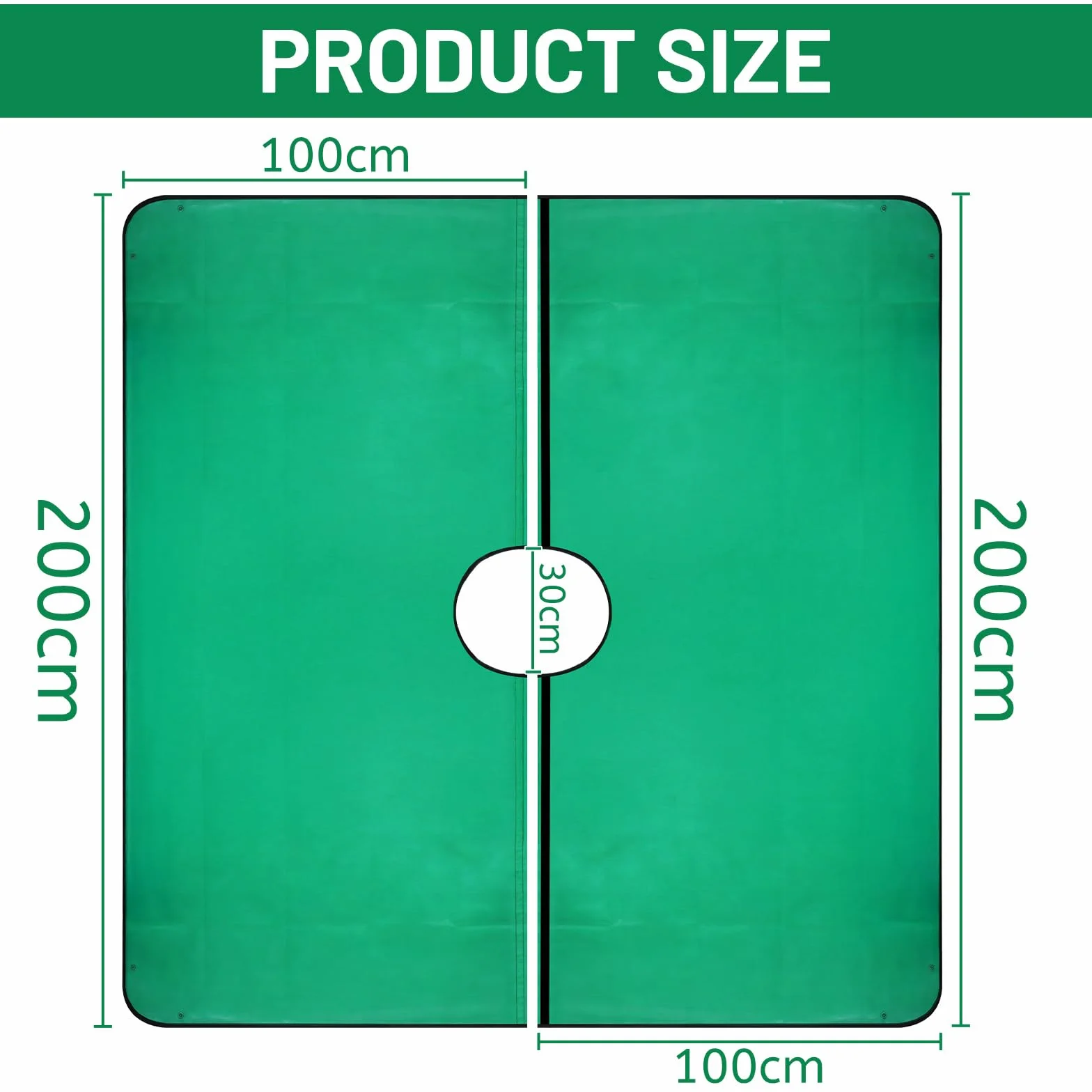 DBREAKS Plandeka krajobrazowa do przycinania 200 x 200 cm z otworem 30 cm, mata do cięcia roślin, narożniki mają narożne klamry do łatwego mocowania wokół krzewów i drzew (zielona)