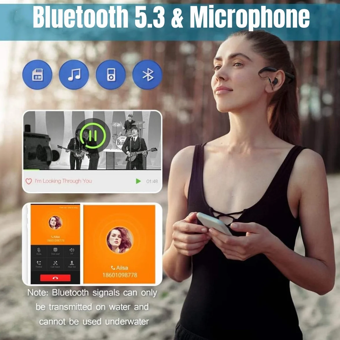 Tayogo Odtwarzacz MP3 Wodoodporny 8GB IPX8 Zestaw Słuchawkowy Do Pływania 20h