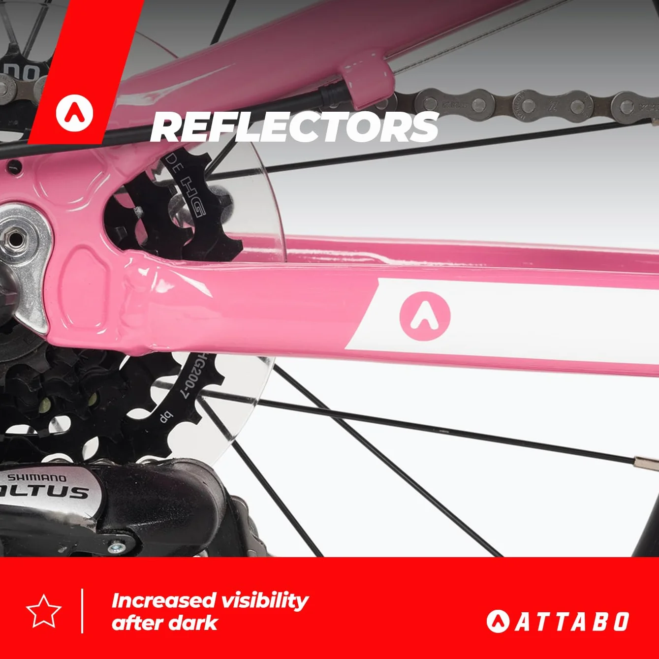 ATTABO Rower dziecięcy Ease 20" lekki trwały niski zwis ergonomiczna kierownica BMX Shimano Altus akcesoria bezpieczeństwa