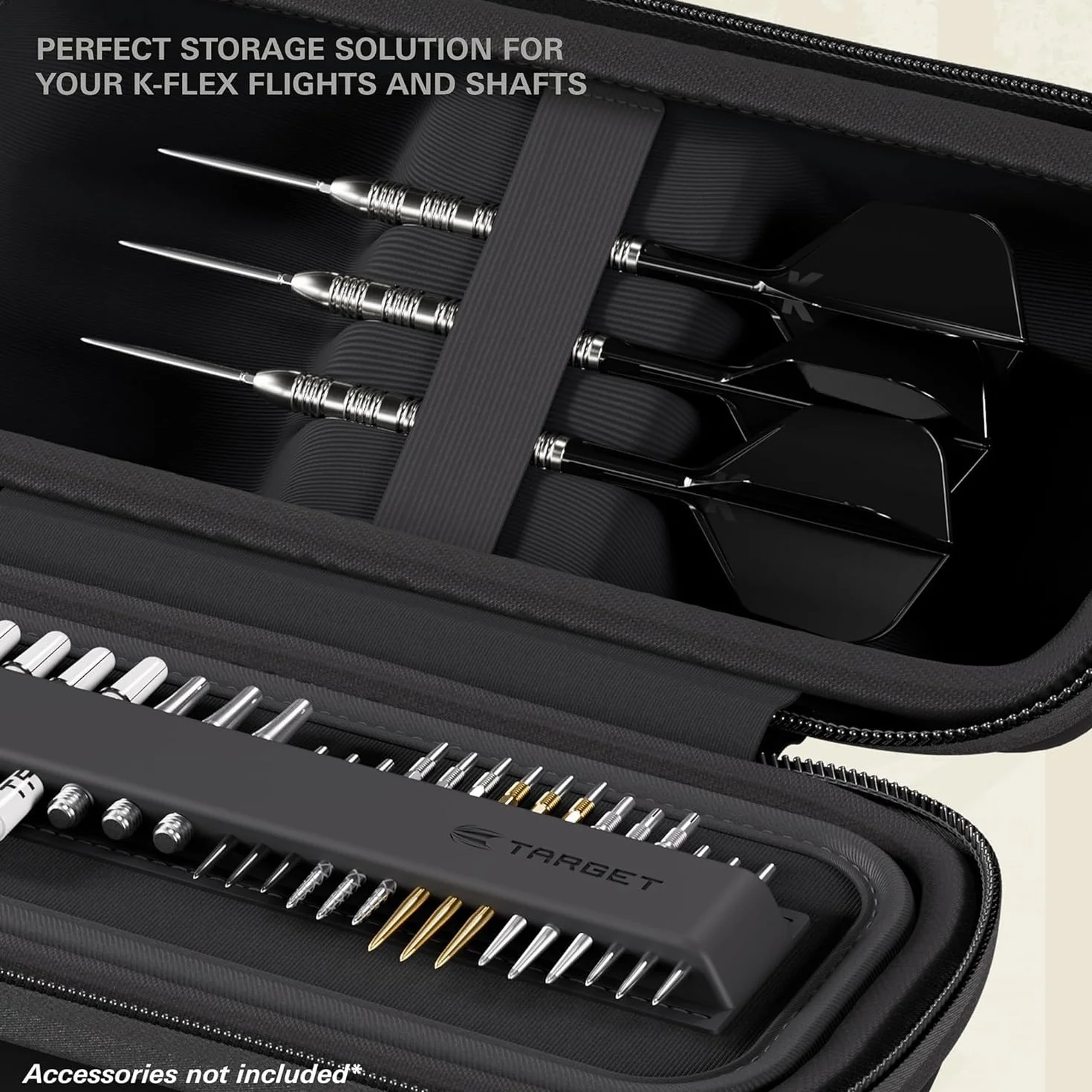 Target Darts BOA Dart Storage Case Czarny/granatowy/szary Torba na rzutki 6 kompletnie zmontowanych strzałek