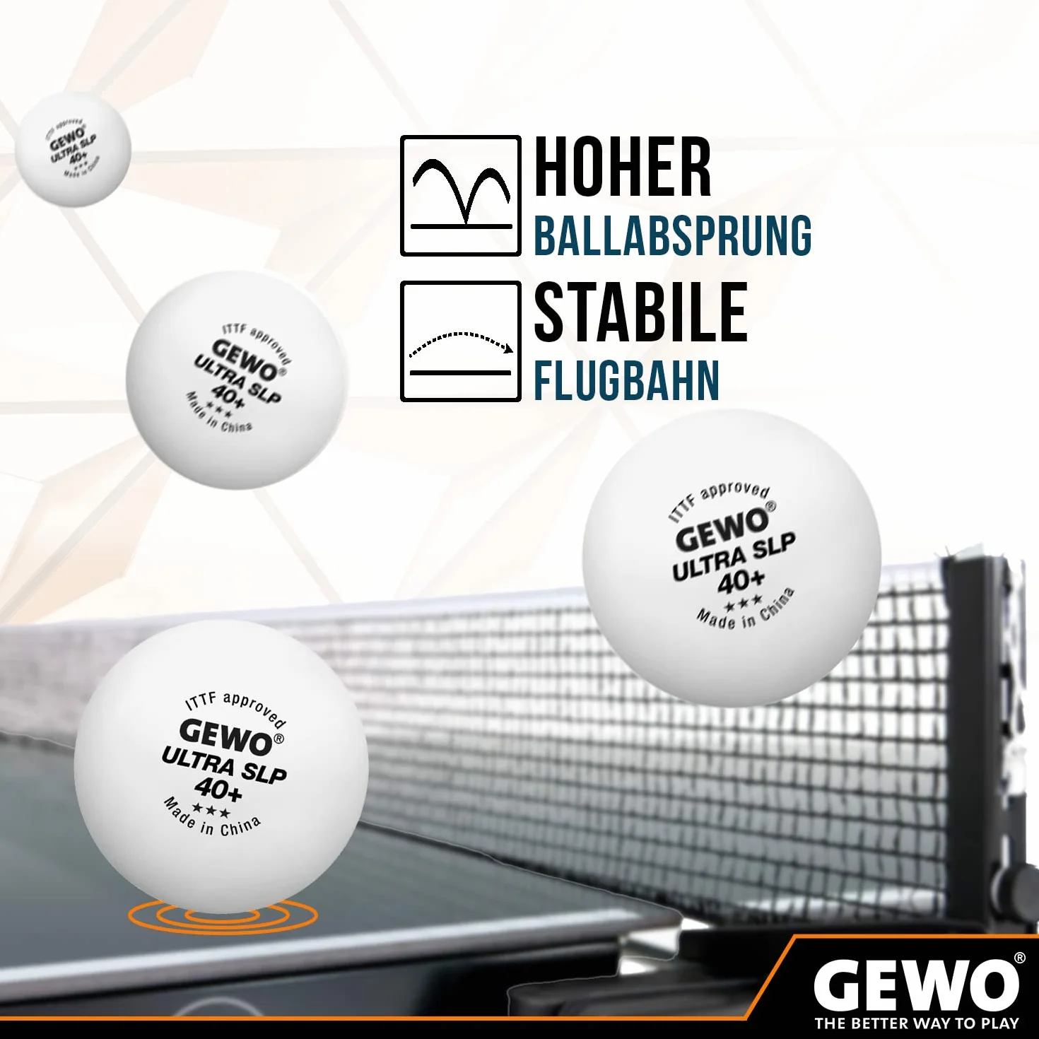 GEWO Ultra SLP piłki do tenisa stołowego 3 gwiazdki 40+ bez szwów ITTF 6 sztuk