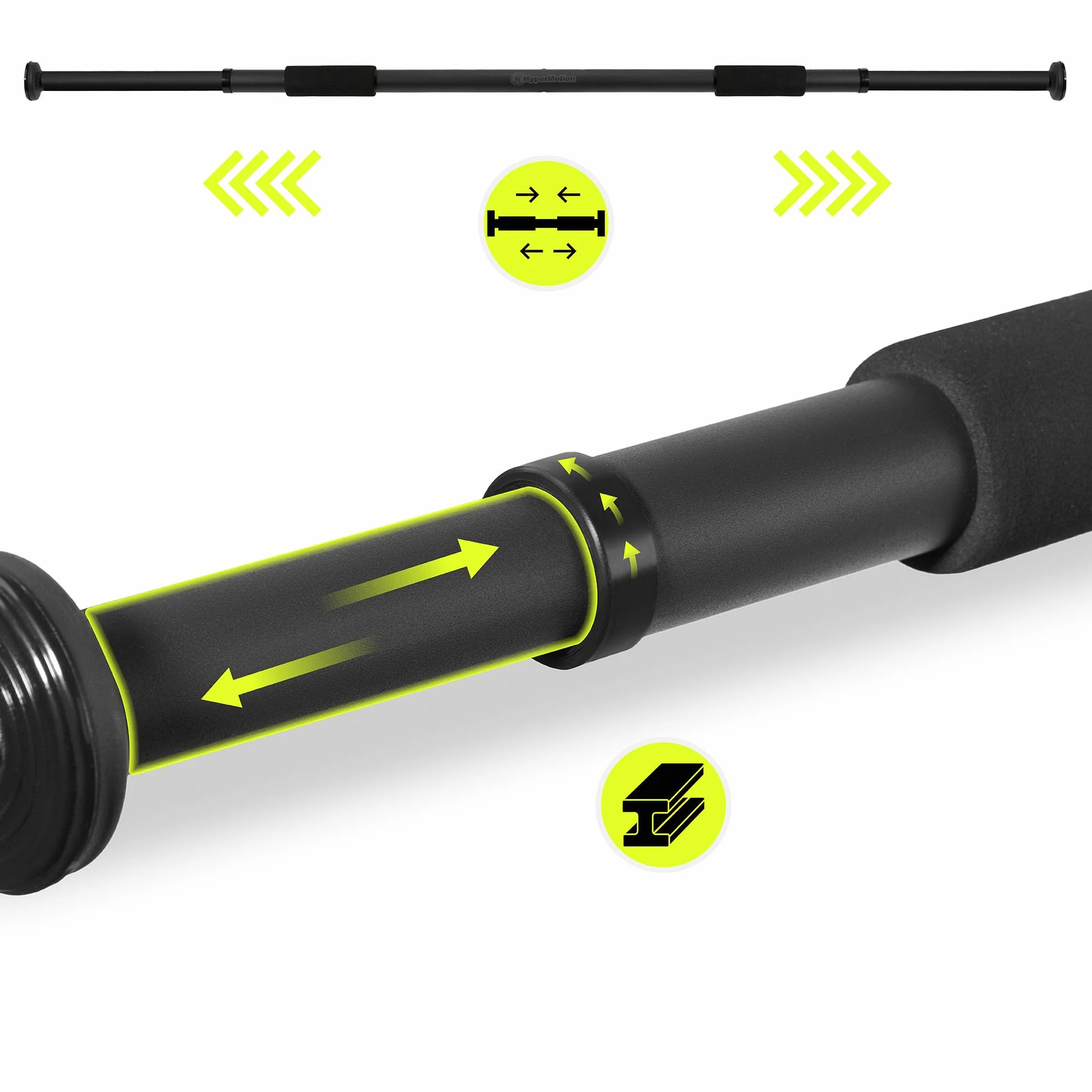 HyperMotion Drążek Rozporowy Regulowany 80-130 cm Udźwig 150 kg Montaż Bez Wiercenia Czarny