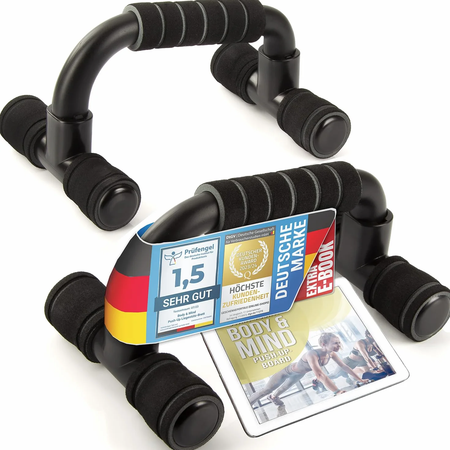 Body & Mind® Push-Up uchwyty do pompek; kompaktowe uchwyty treningowe stojak fitness do treningu całego ciała i efektywnych pompek; trening siłowy z bezpłatnym e-bookiem