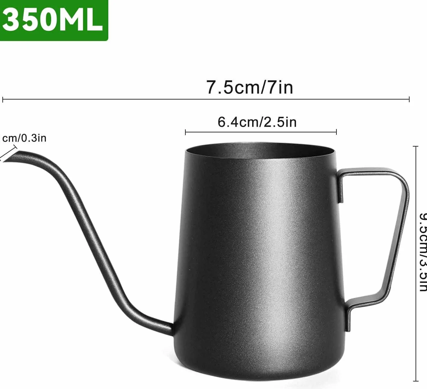 350 ml, czarna konewka, mała konewka do roślin pokojowych, mini konewka, stal nierdzewna, nierdzewna, z długim dzióbkiem z łabędzią szyją, konewka ogrodowa, do roślin pokojowych, sukulentów