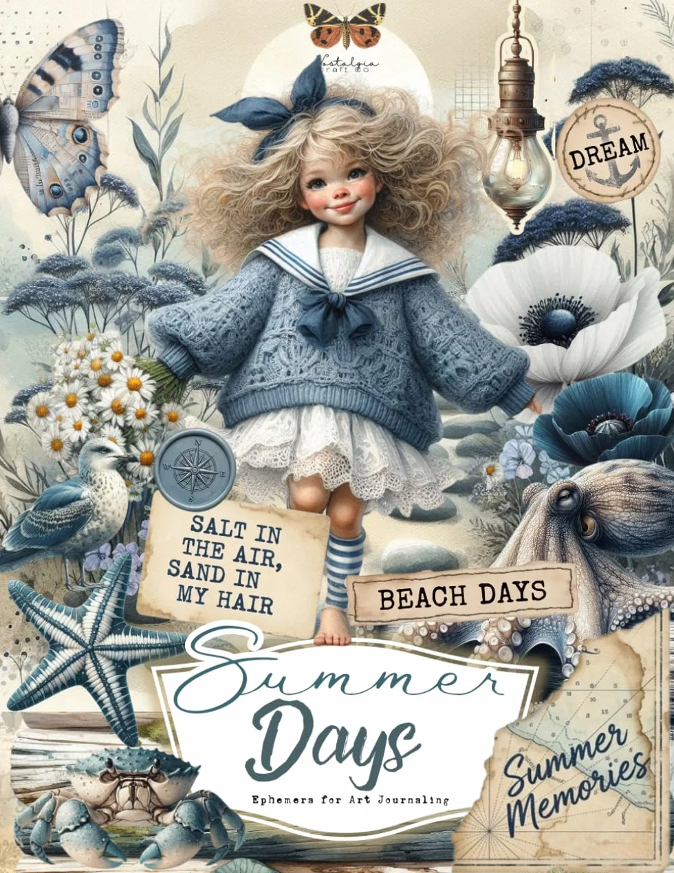Summer Days Ephemera For Junk Journals: Vintage Coastal Scrapbook Paper, Vacation Fussy Cuts , Tags , Quotes and other Beach Themed Things to Cut out ... Card Making , Atc and other Paper Crafts