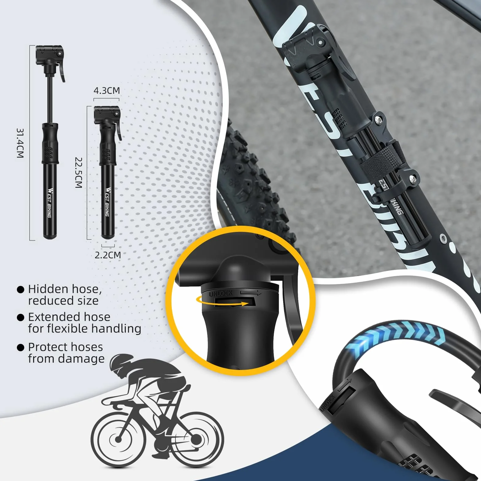 Mini pompka rowerowa Presta Schrader ręczna przenośna zestaw naprawczy szybka do opon rowerów miejskich górskich