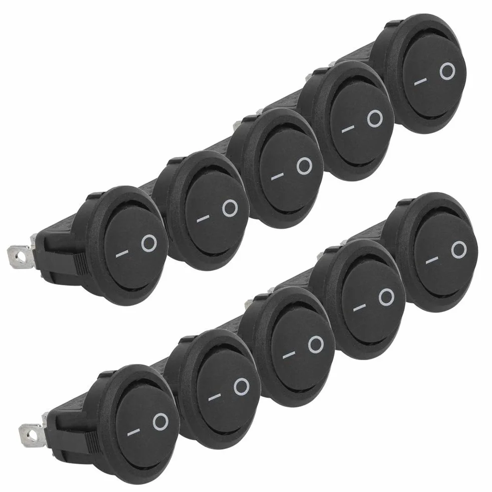 Okrągły przełącznik kołyskowy ON-OFF 2-pozycyjny 23mm czarny 3 Pin