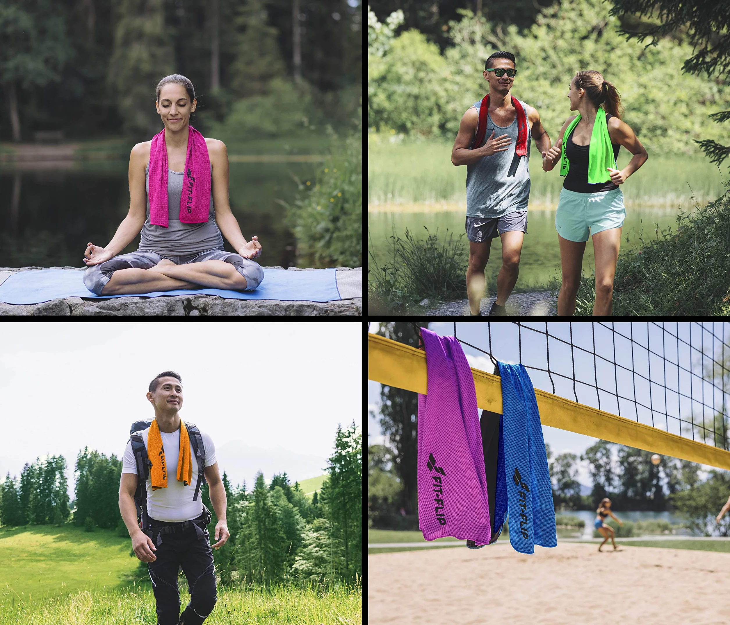 Ręcznik chłodzący do sportu i fitnessu – Ręcznik chłodzący z mikrofibry – Airflip Cooling towel – Ręcznik sportowy z mikrofibry do biegania – Kolor: Niebiesko-ciemnoniebieski, Rozmiar: 100x30cm