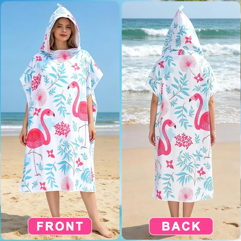 Ponczo Surfing, Ponczo Ręcznik dla Dorosłych Z Kapturem, Szlafrok Plażowy, Szlafrok Z Mikrofibry Do Pływania, Plaży, Surfowania, Nurkowania, Domowej Łazienki