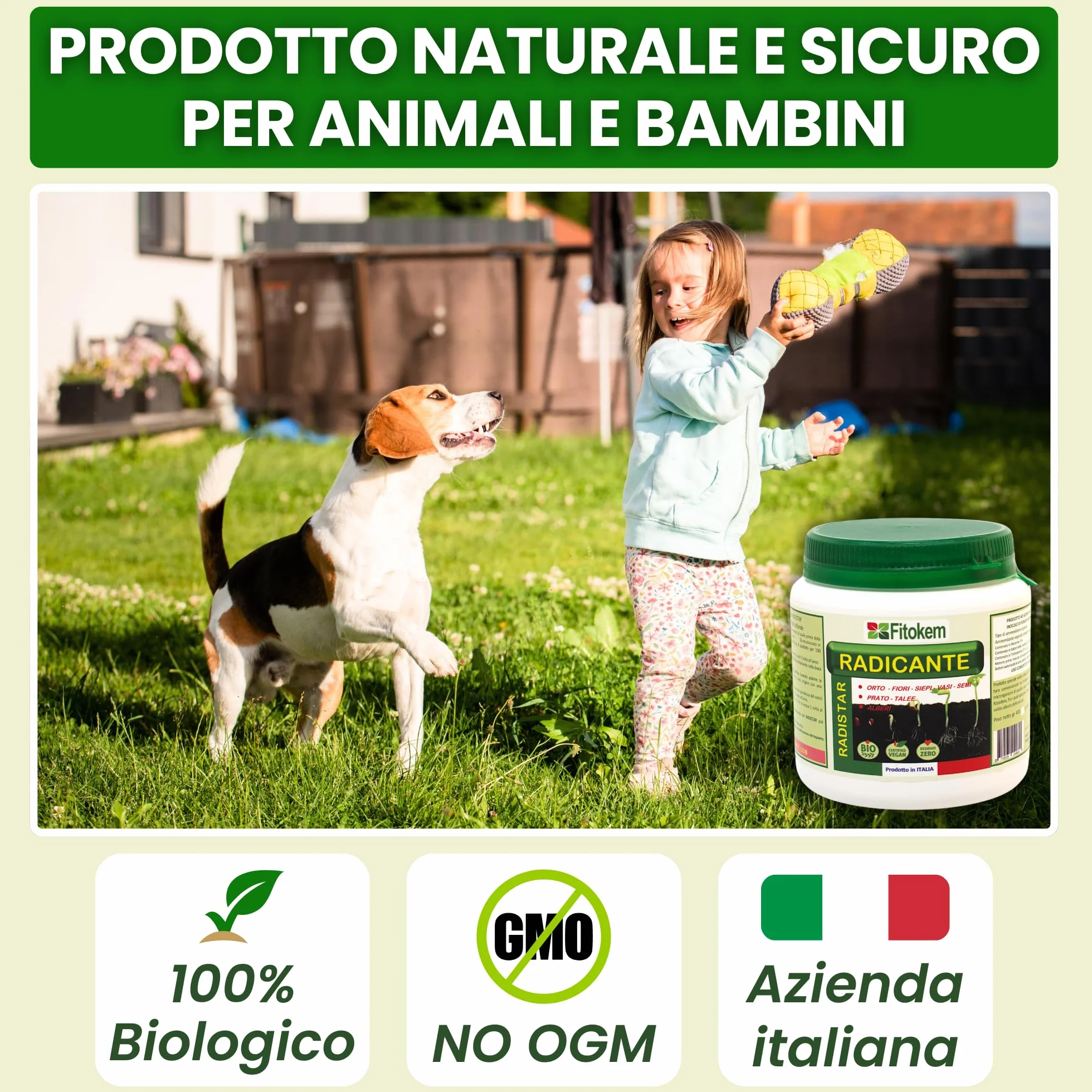 FITOKEM Radistar - Hormon sadzenia w proszku (400 gr) Organiczny proszek do korzeni mikoryzy, stymuluje produkcję i naturalny wzrost korzeni, wyprodukowany we Włoszech