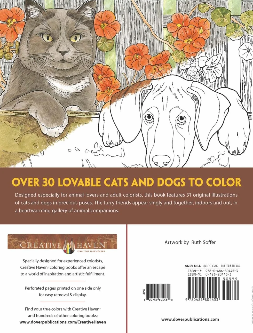 Creative Haven Lovable Cats and Dogs Coloring Book