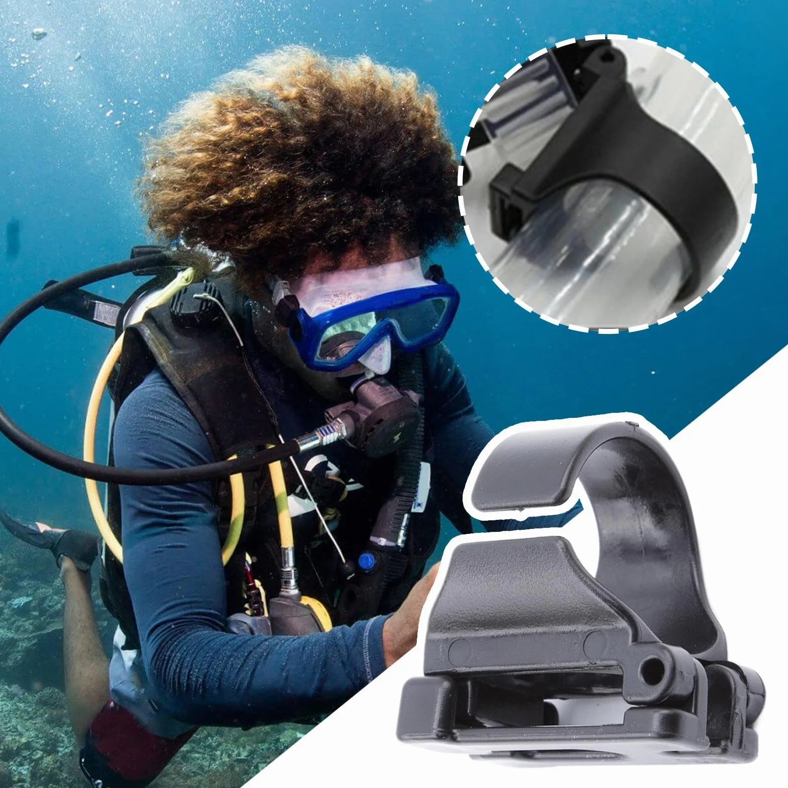 Snorkeling Automatic Buckle Goggle, Snorkel Keeper Clip Replacement, Lightweight with Compact Snorkeling Equipment for Underwater Exploration and Secure Mask Attachment