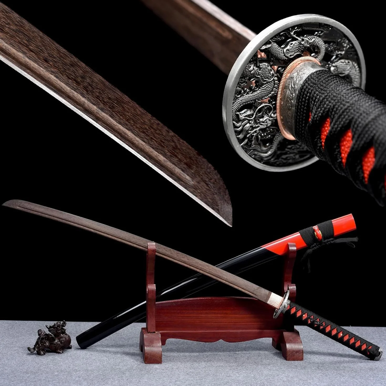 Miecze samurajskie z naturalnego palisandru, ręcznie robione Bokken, drewniany miecz samurajski na prezenty, dekoracje, rekwizyty do cosplay, festiwal, trening Kendo-102.5CM