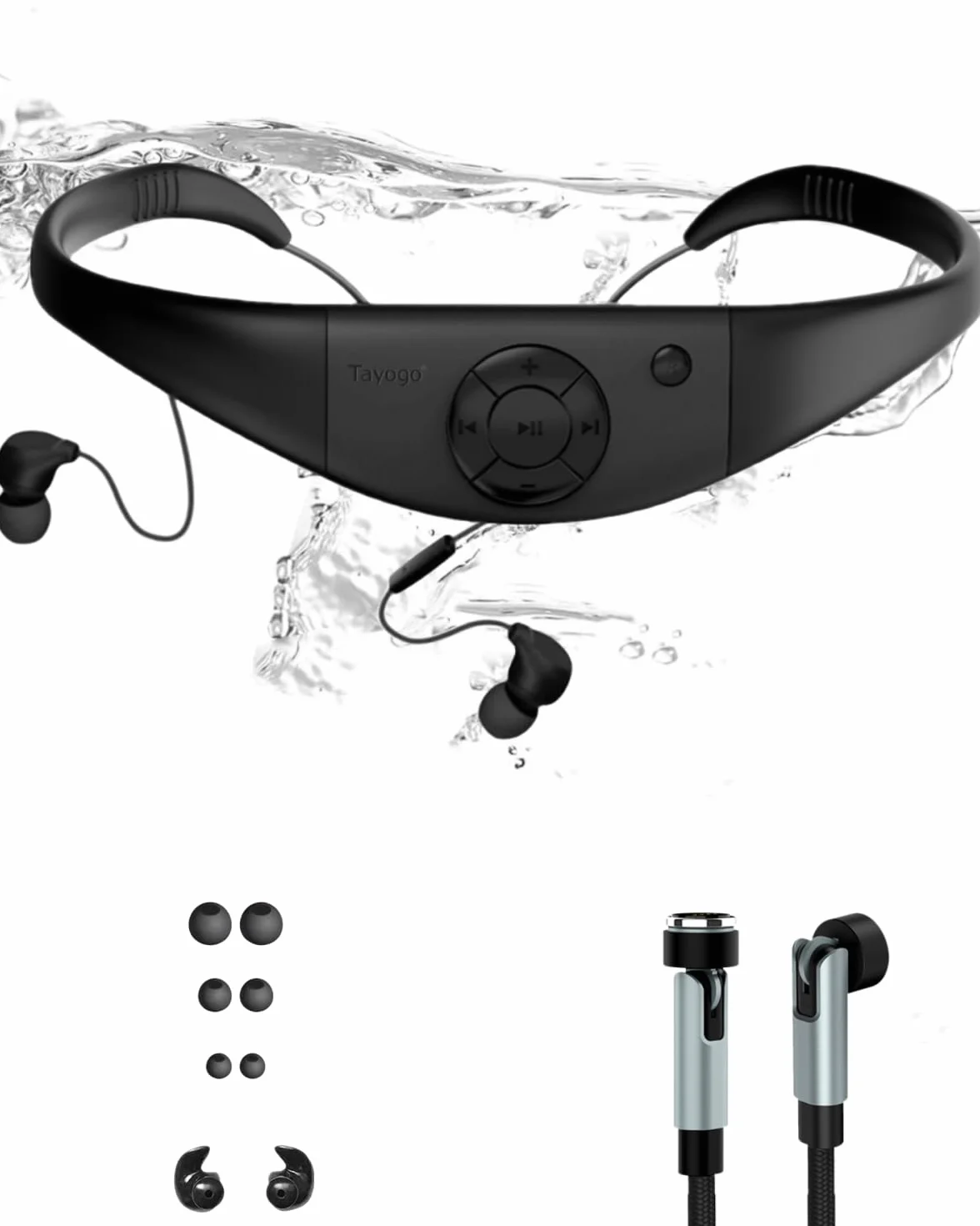 Tayogo Odtwarzacz MP3 Wodoodporny 8GB IPX8 Zestaw Słuchawkowy Do Pływania 20h