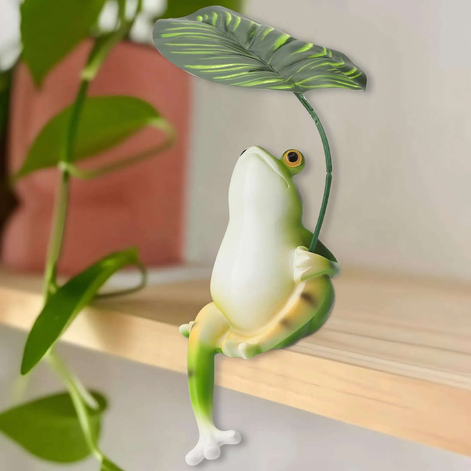 HENGBIRD Żaba dekoracyjna figurka ogrodowa z żywicy, odporna na warunki atmosferyczne – zabawna dekoracja oczka wodnego do ogrodu, na balkon, odporna na warunki atmosferyczne, do mini stawu, doniczki