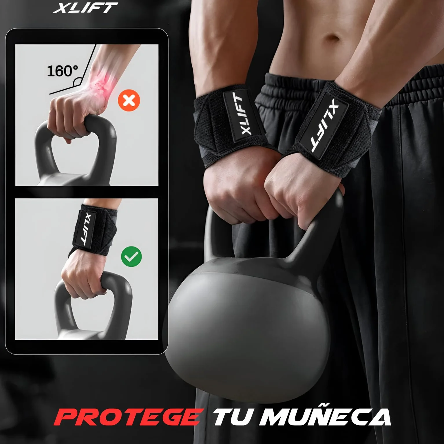 XLIFT Opaski Gimnastyczne Crossfit Nadgarstki Wrist Wraps do Podnoszenia Ciężarów Sportowe Opaski na Rękę