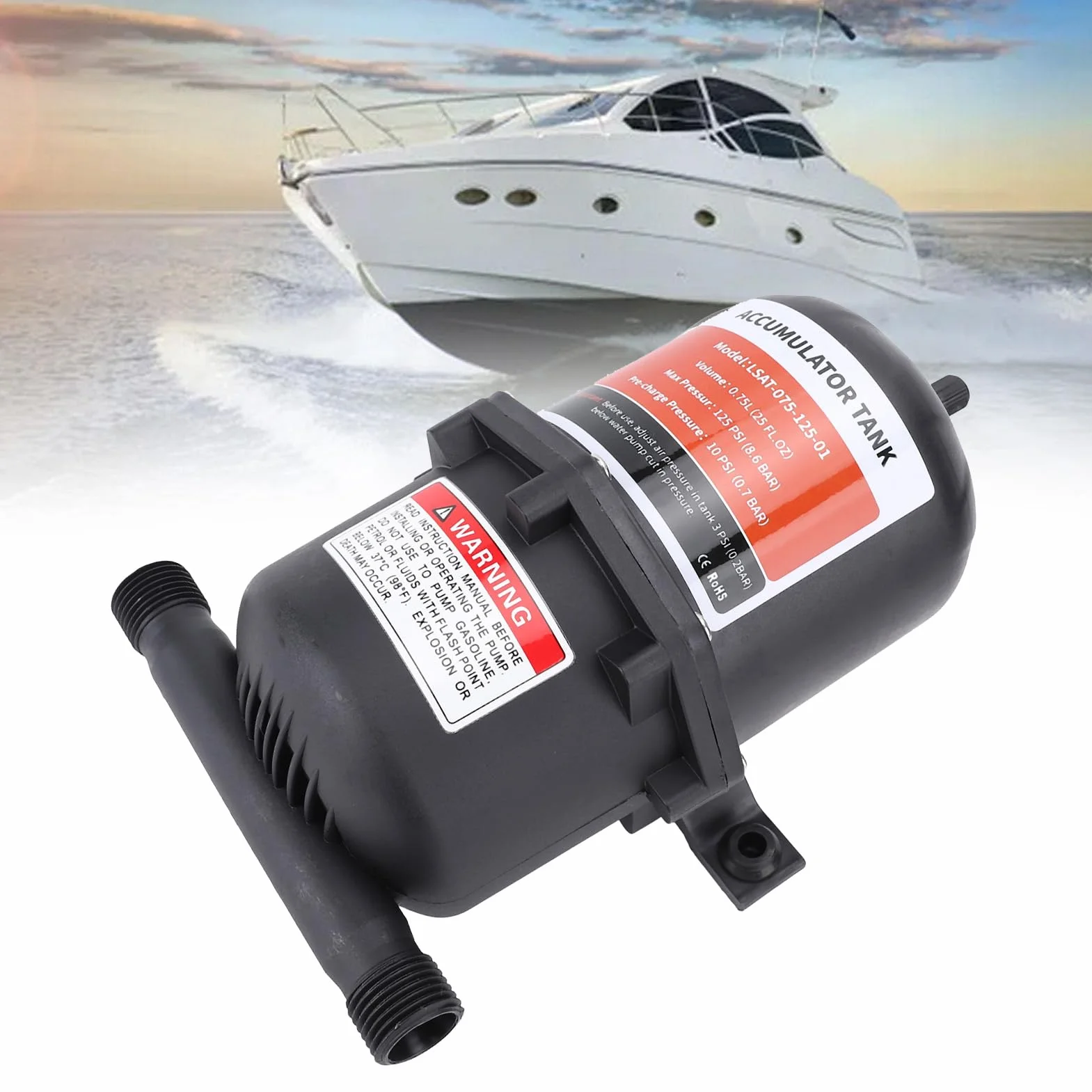 Akumulator RV Pompa Wody Zbiornik 0,75L 125 PSI Brązowy 1/2 Cala MNPT