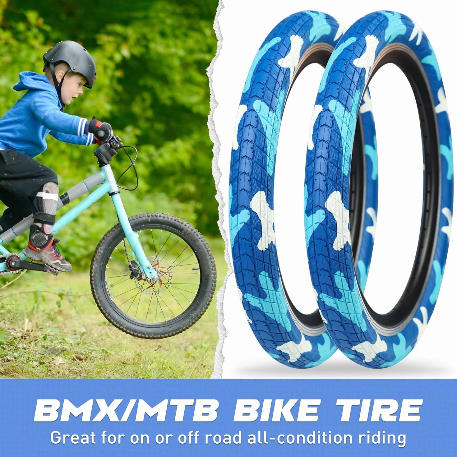 Opony rowerowe BMX 20 x 2,125 niebieskie 54-406 składane