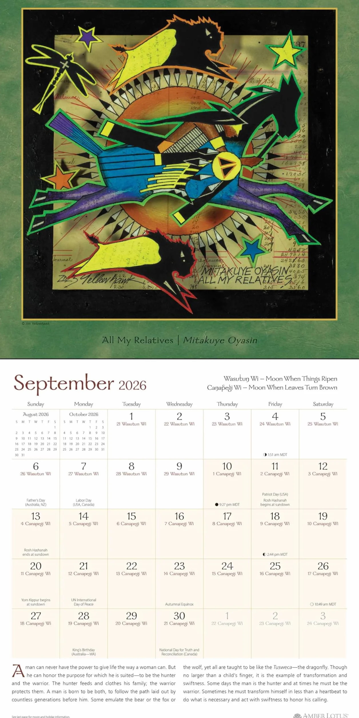 Lakota Way 2026 Wall Calendar: Native American Wisdom on Ethics and Character
