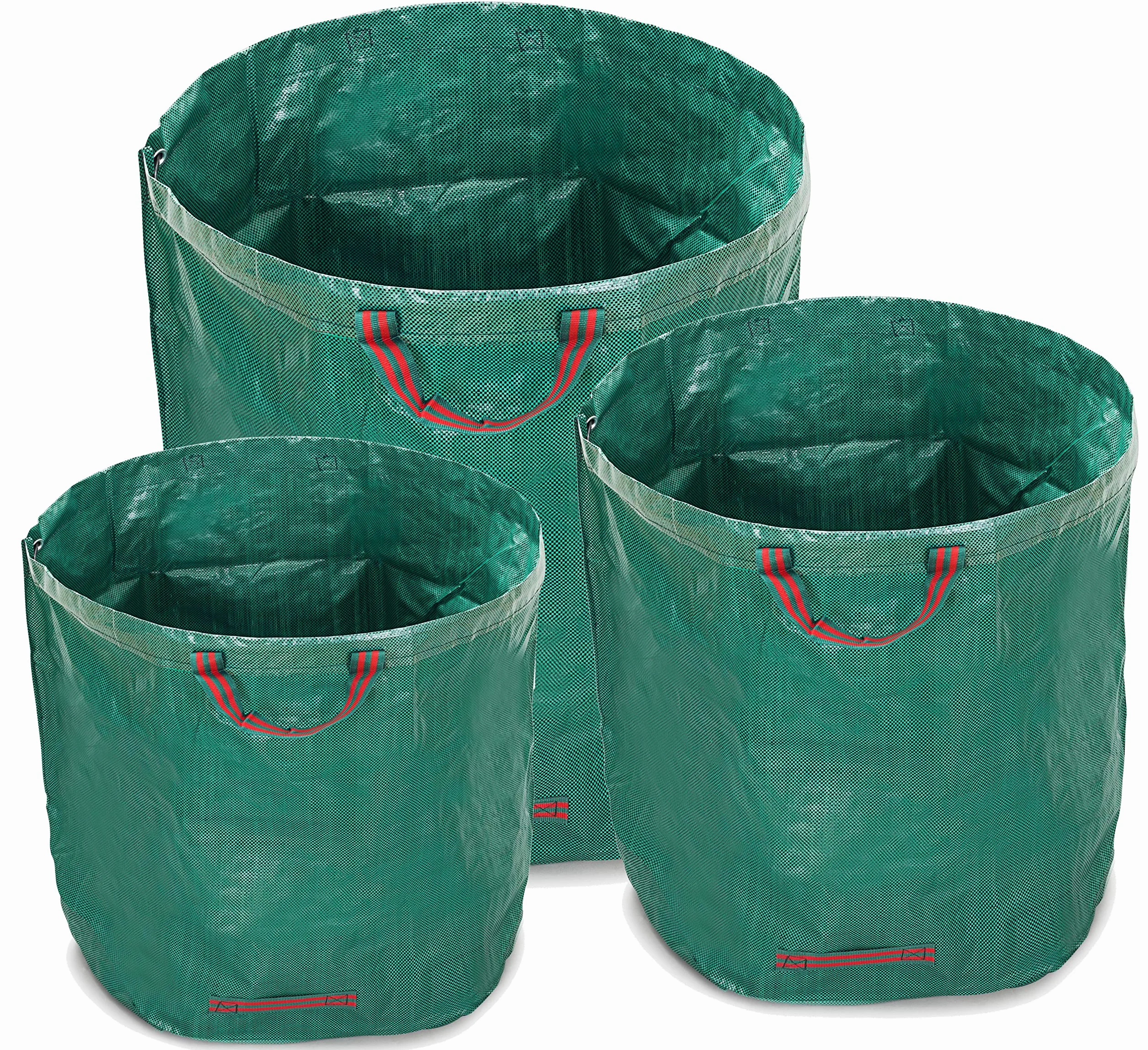 WUNDERGARDEN – worki ogrodowe 1x 200 l, 1x 300 l, 1x 500 l na odpady ogrodowe i roślinne, liście, trawę, kompost – okrągła podstawa, samostojące i składane
