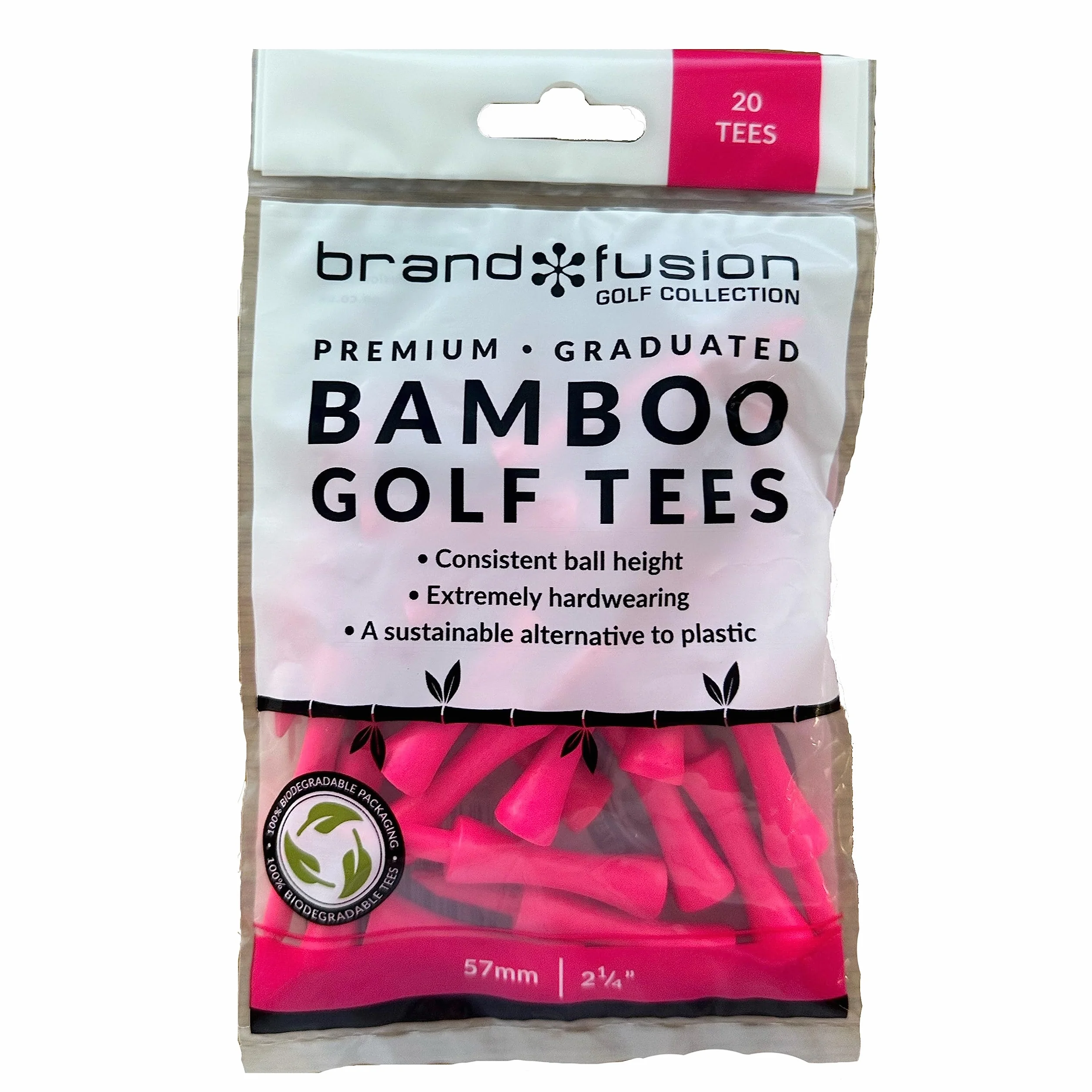 Biodegradowalne drewniane koszulki golfowe 57 mm różowe stopniowane
