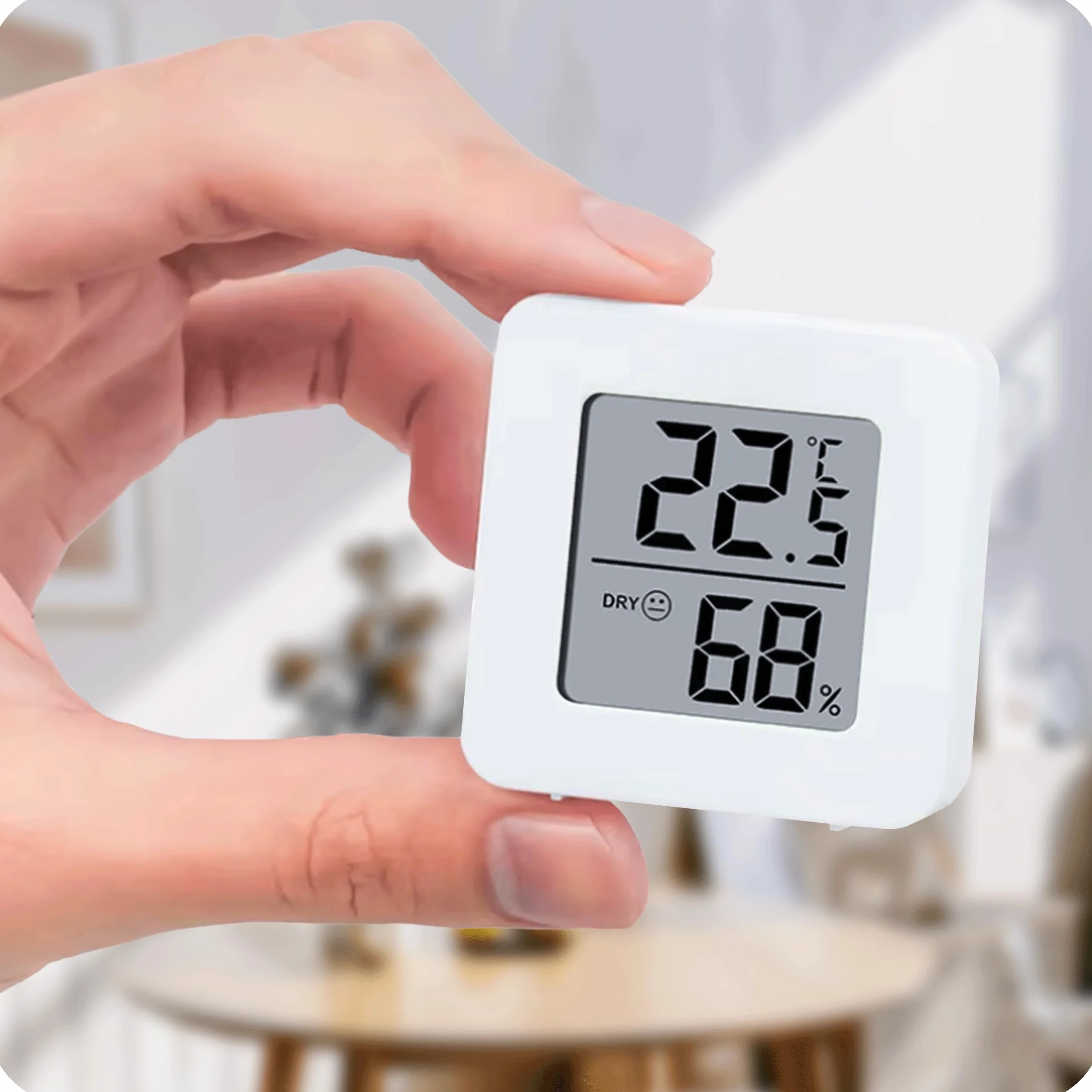 KRUMAD Termometr pokojowy z higrometrem, Cyfrowy mini termometr i miernik wilgotności, Wyświetlacz temperatury i wilgotności do domu, biura, sypialni, pokoju dziecka